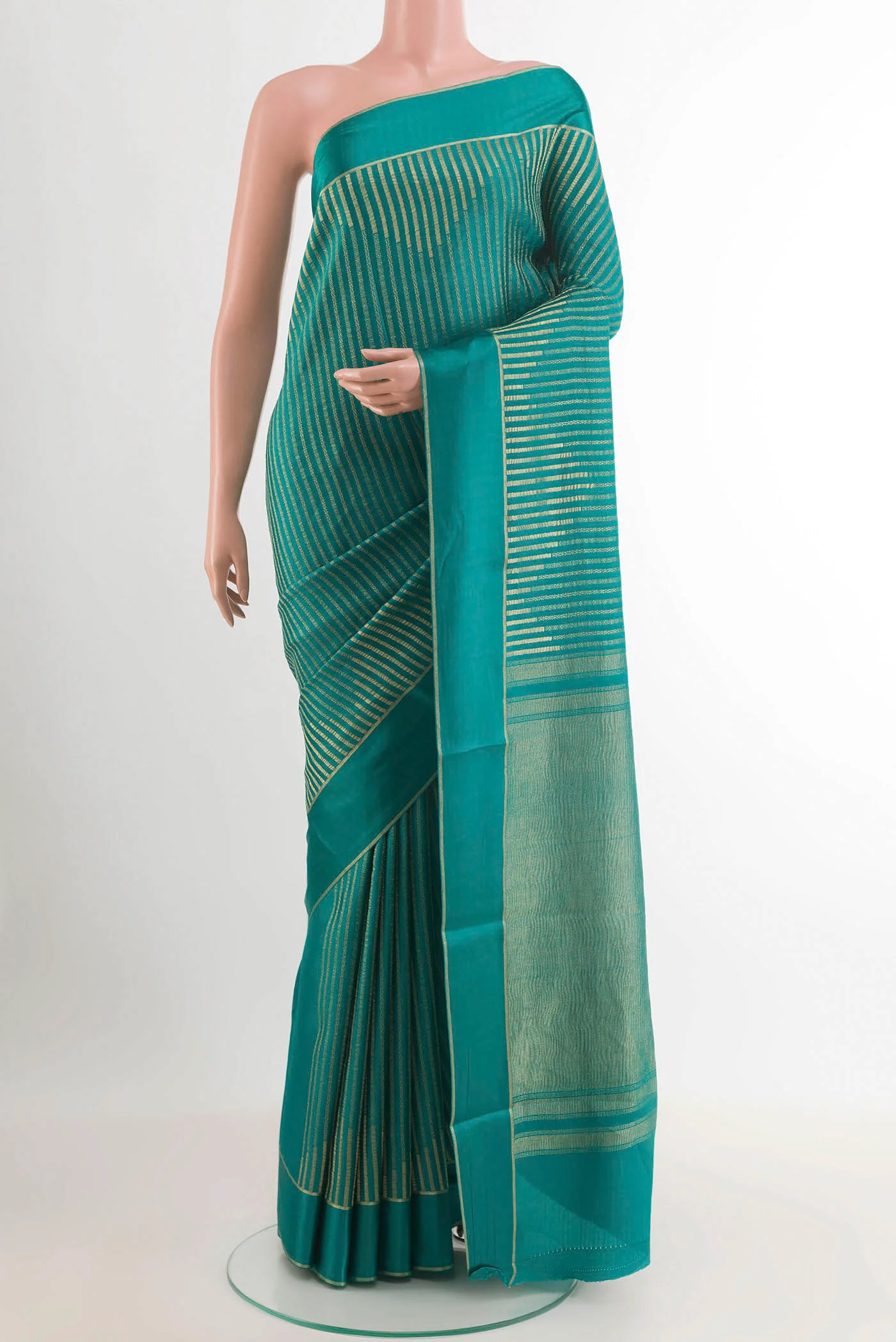 Blue Mysore Crepe Saree