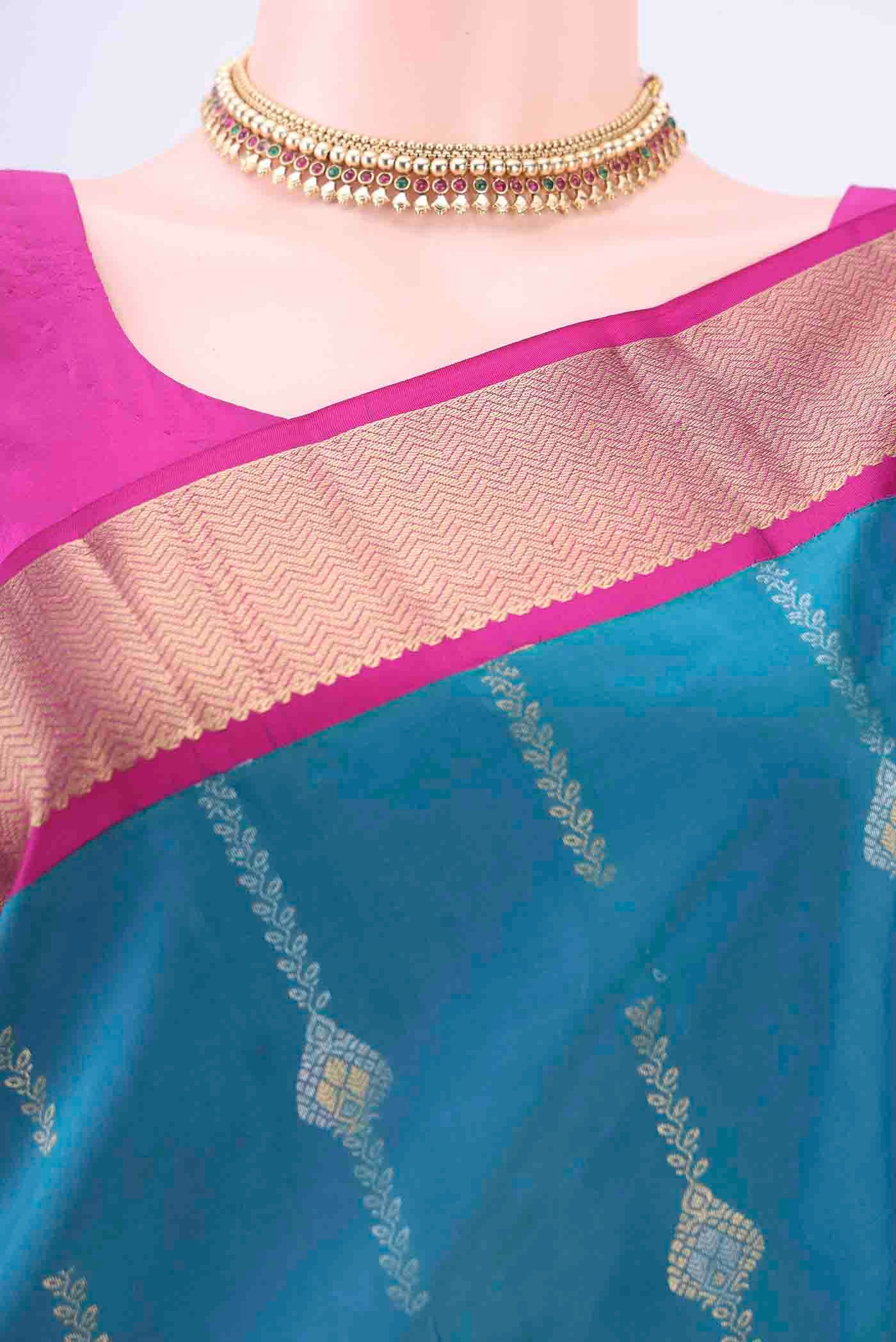 Sea Green Nangavalli Silk [ Salem ] Saree - Image 2