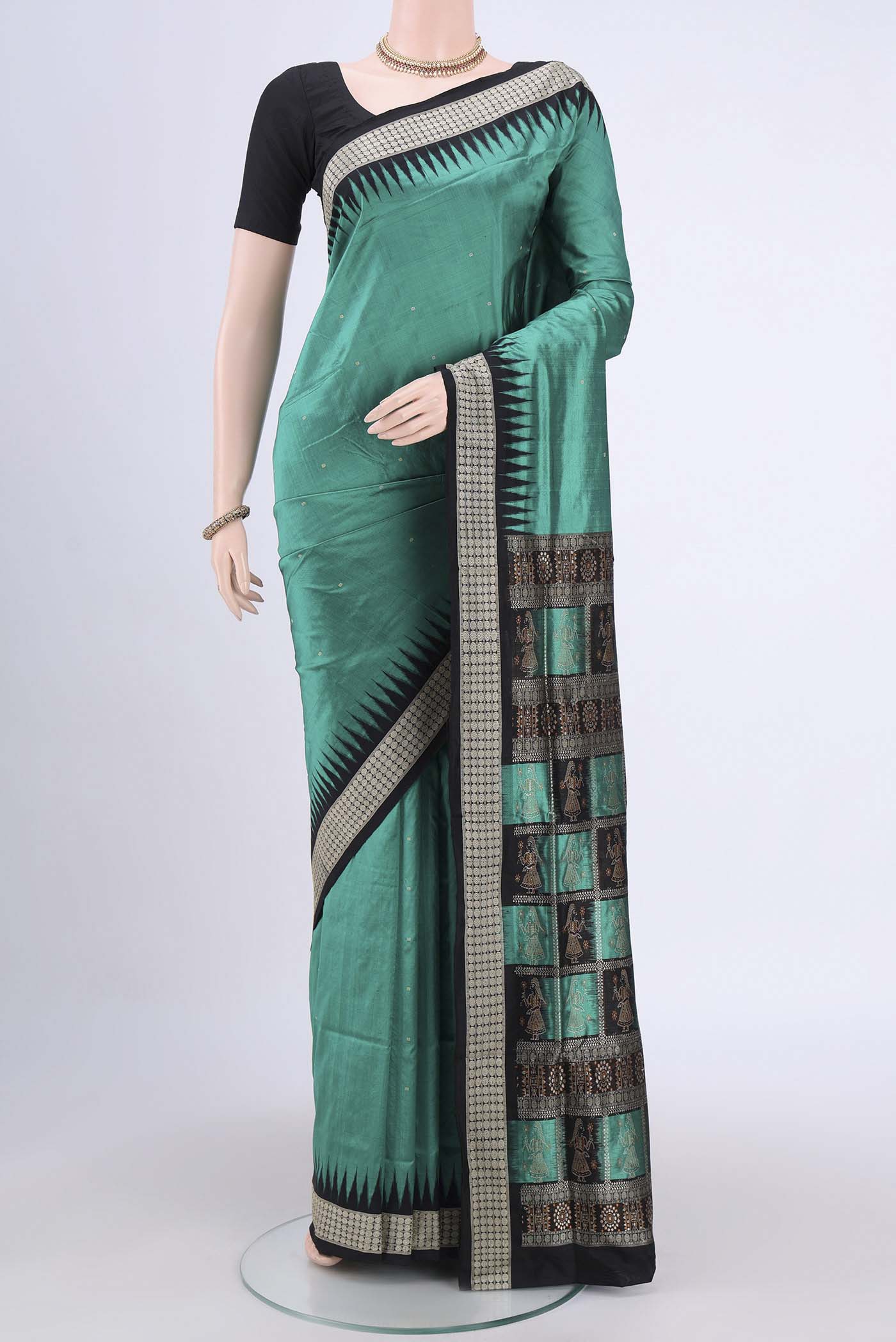 Teal Orissa Silk Saree