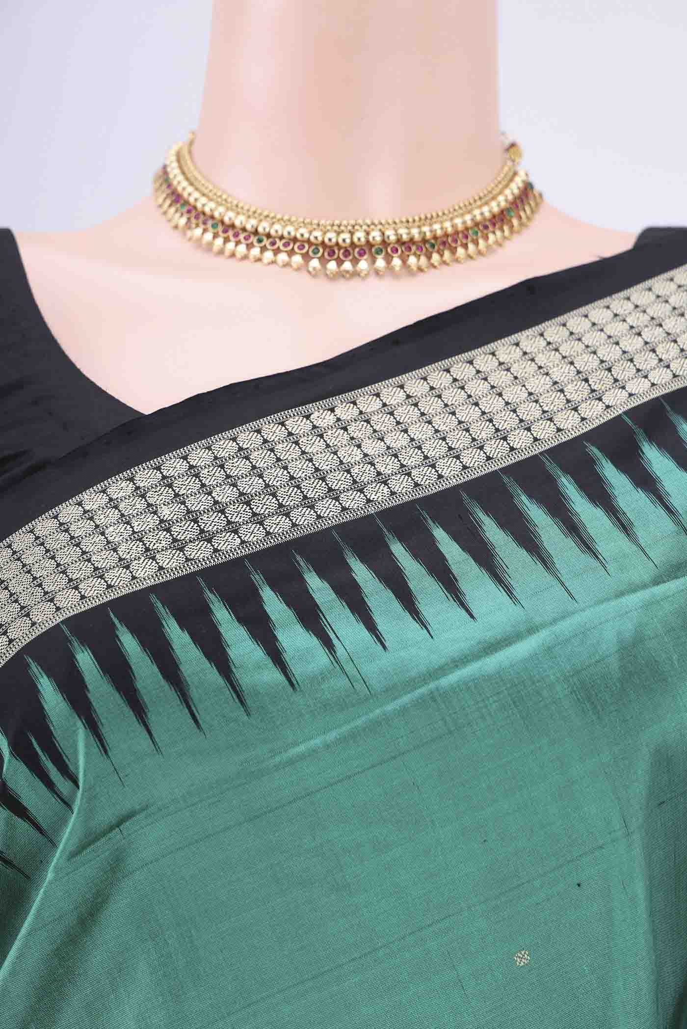 Teal Orissa Silk Saree - Image 2