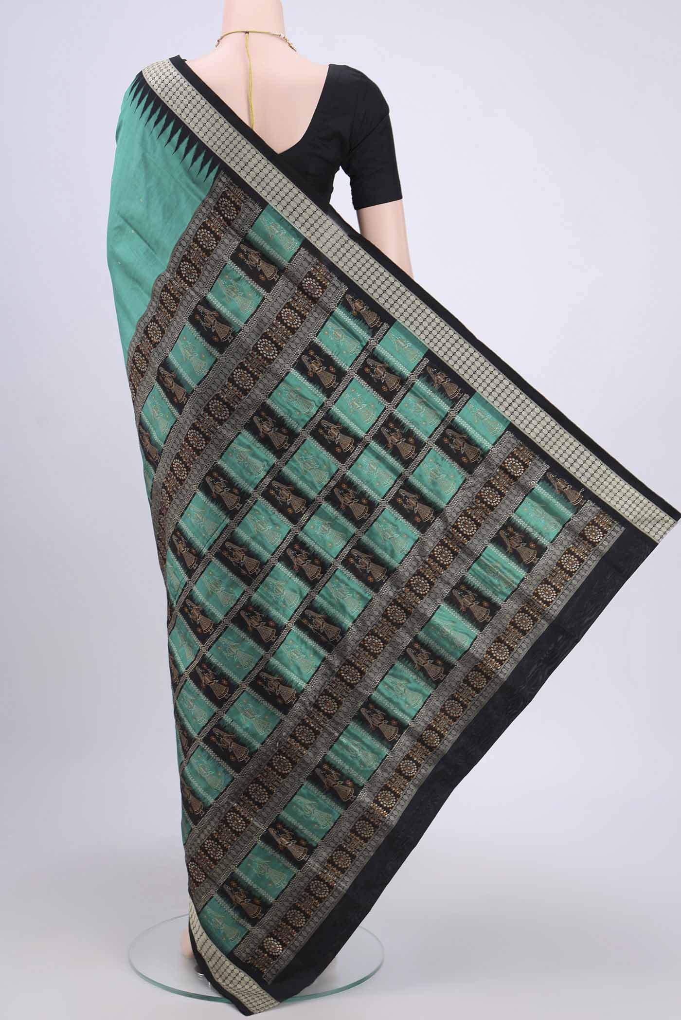 Teal Orissa Silk Saree - Image 3