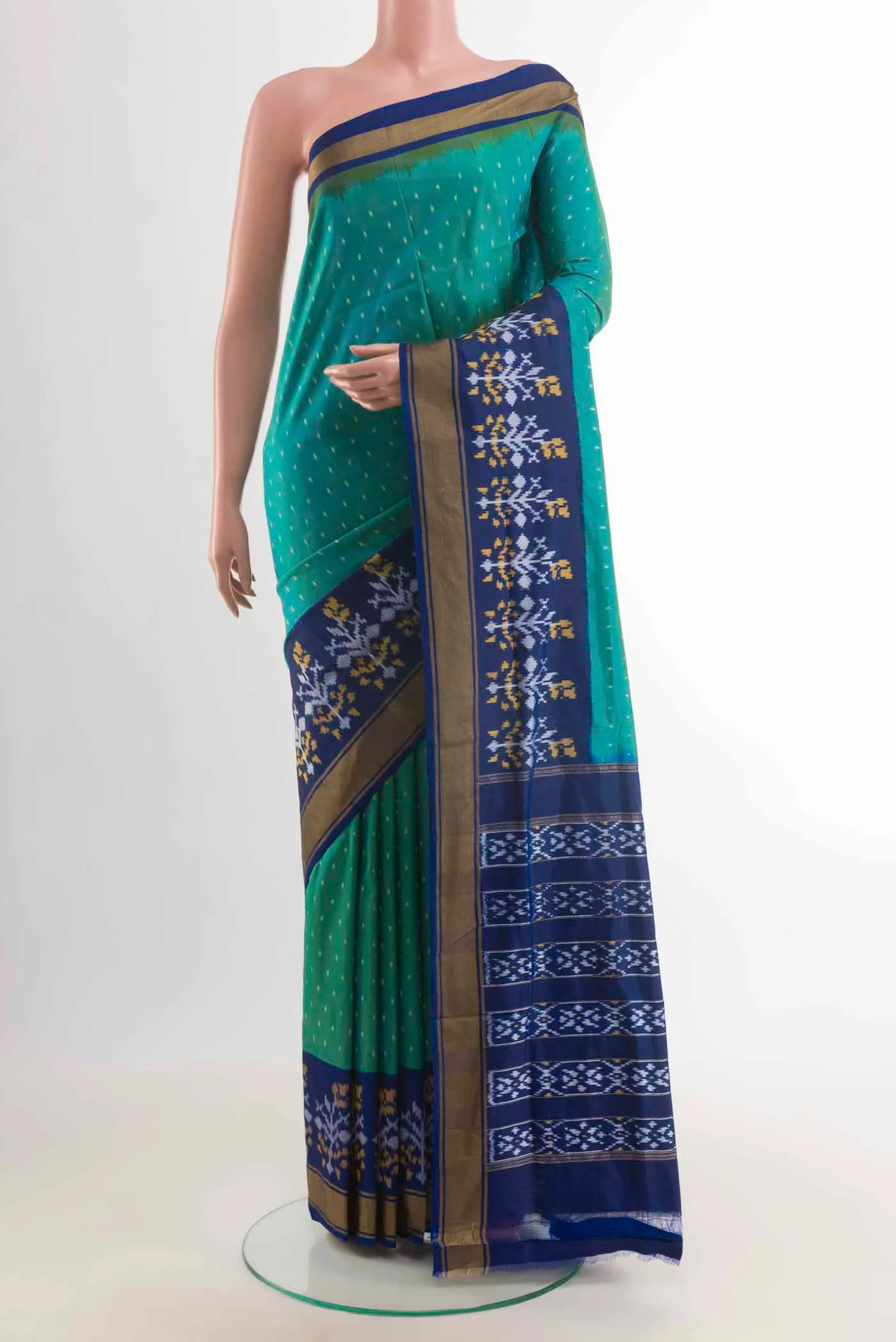 Sea Green Pochampally Silk Saree