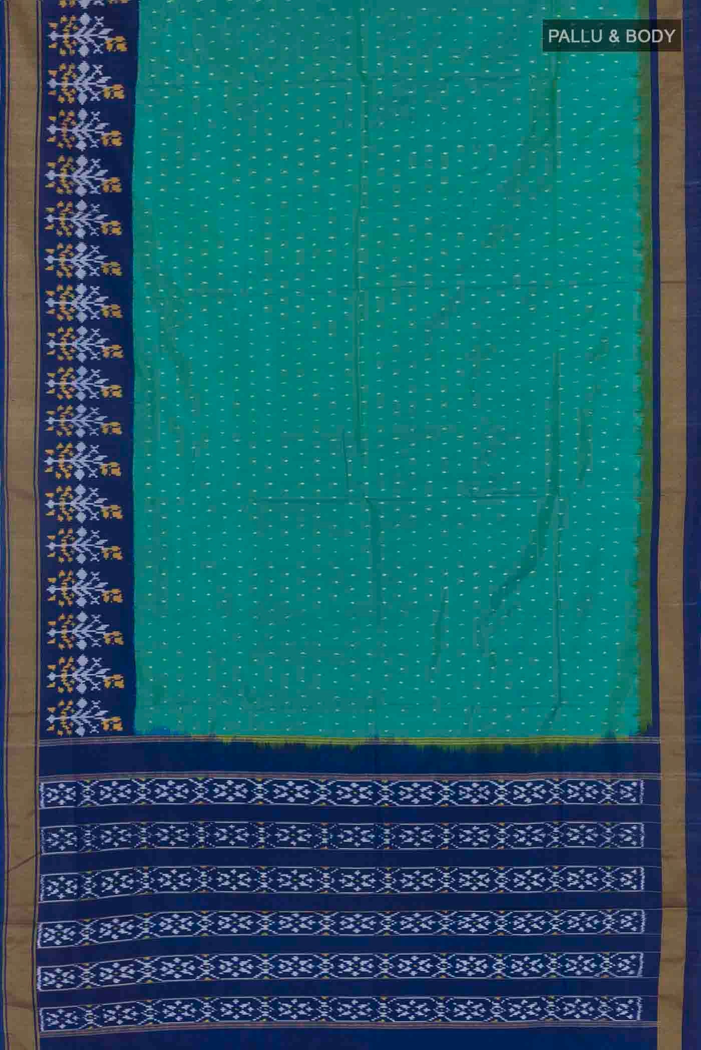 Sea Green Pochampally Silk Saree - Image 3