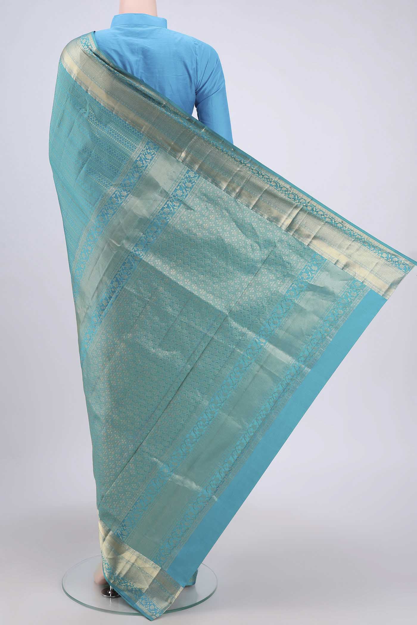 Blue Soft Silk Saree - Image 3