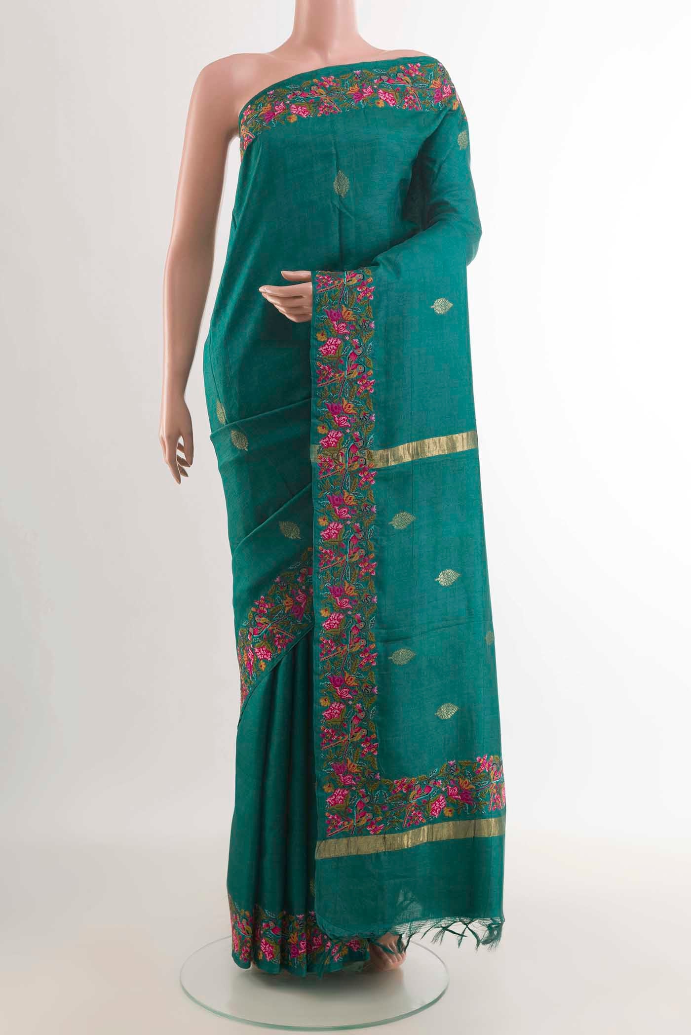 Sea Green Tussar Saree