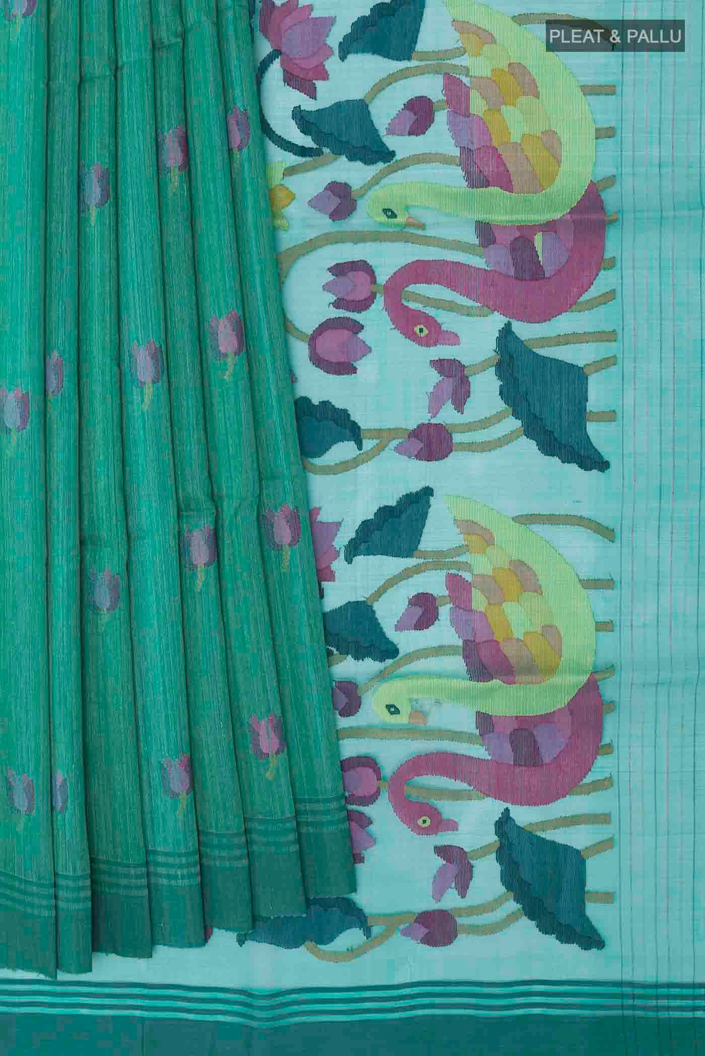 Sea Green Tussar Saree - Image 4