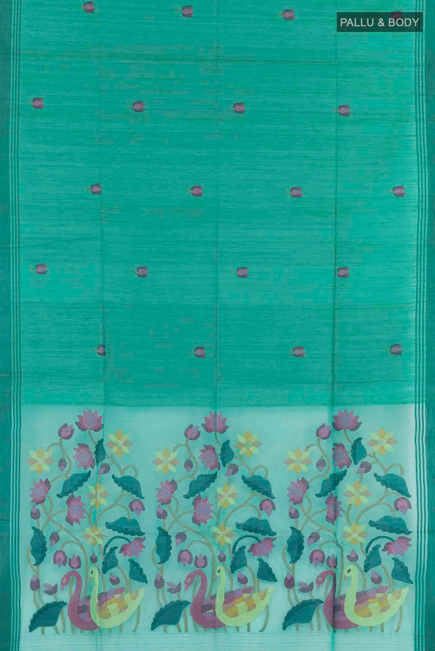 Sea Green Tussar Saree - Image 6