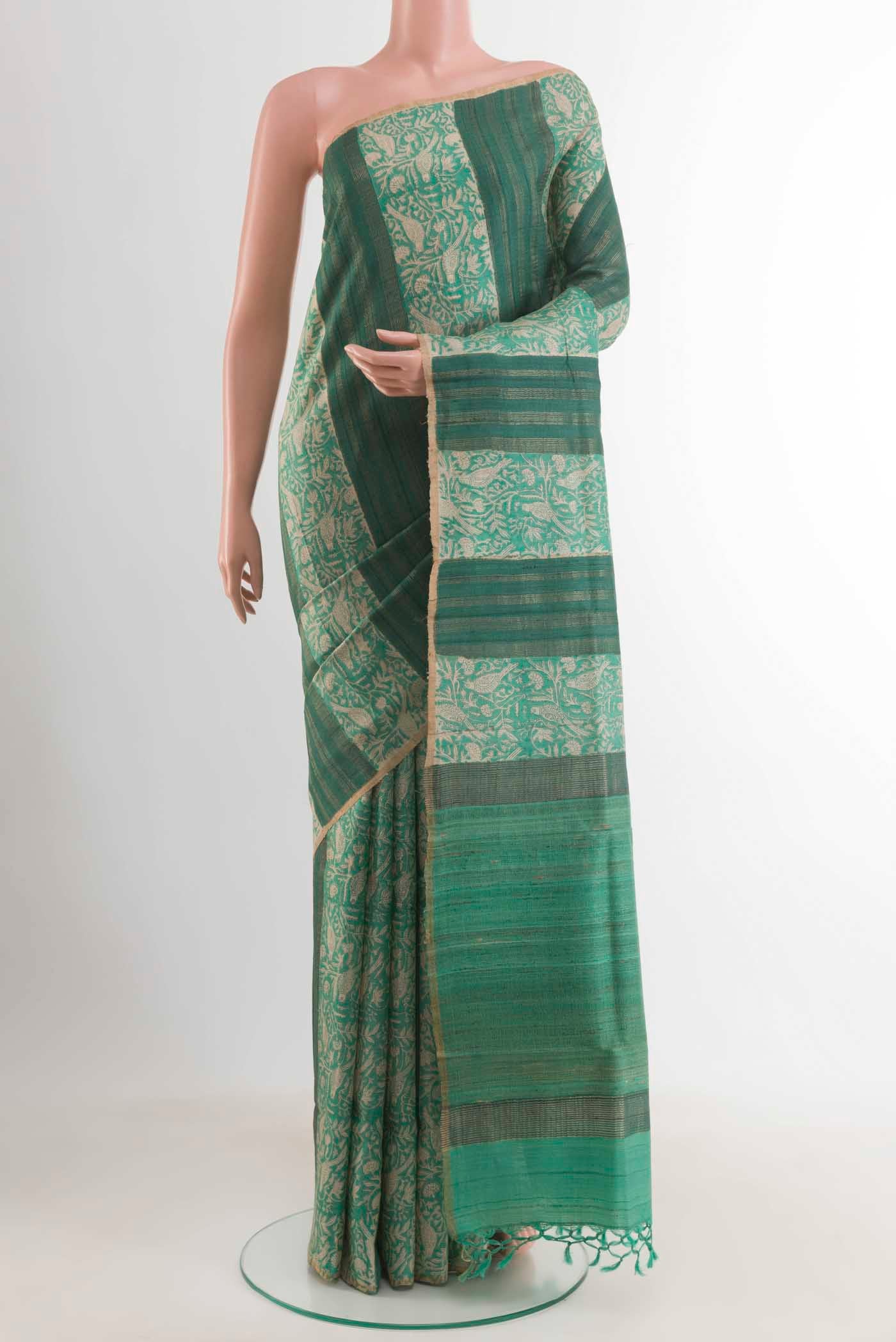 Sea Green Tussar Saree