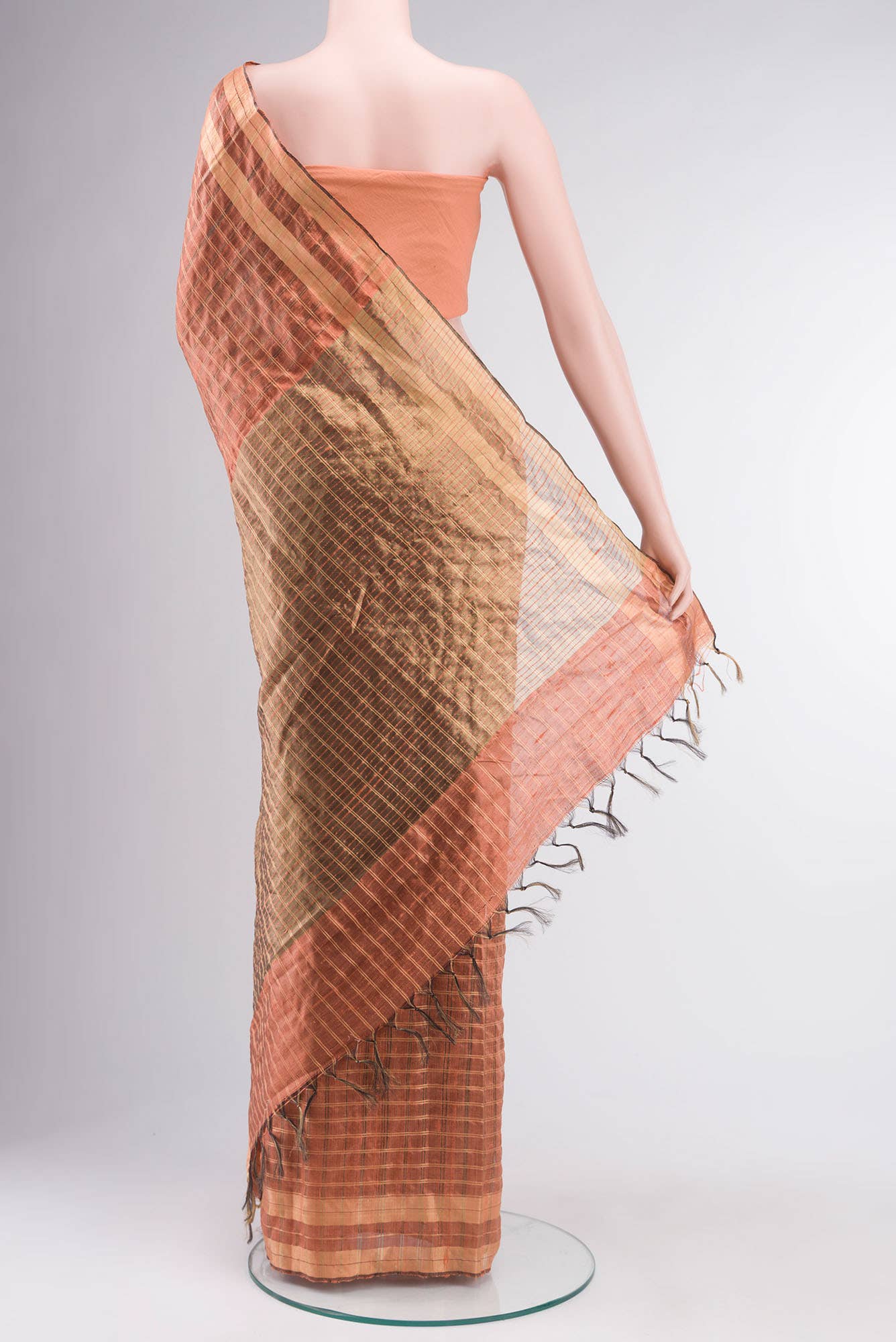 Shruthi-Rust Bhagalpuri Tussar Silk Saree - Image 10