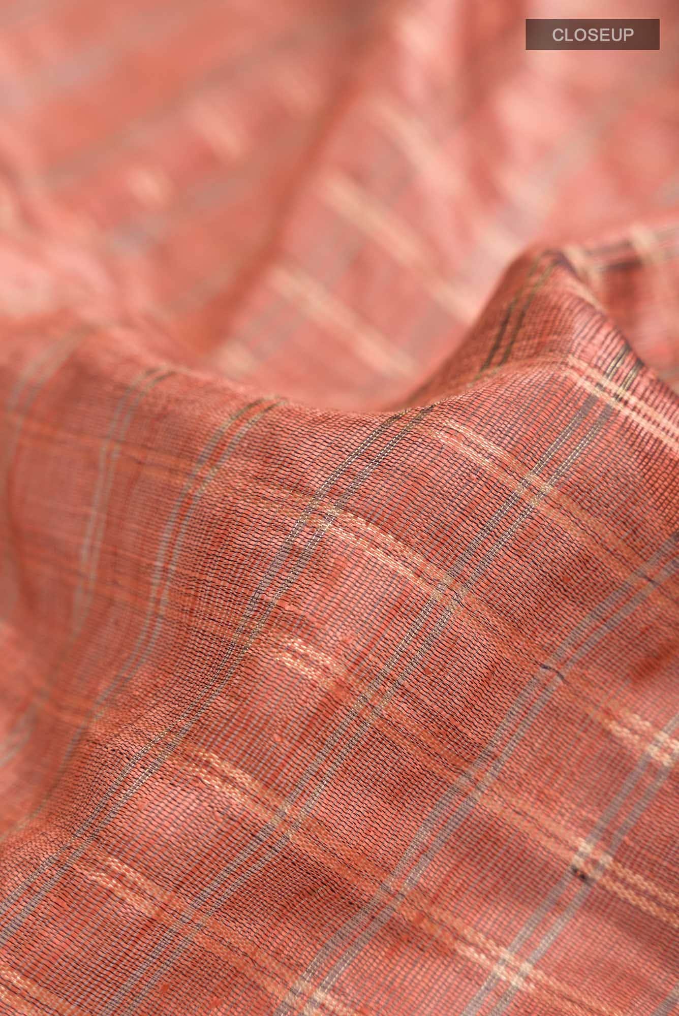 Shruthi-Rust Bhagalpuri Tussar Silk Saree - Image 3