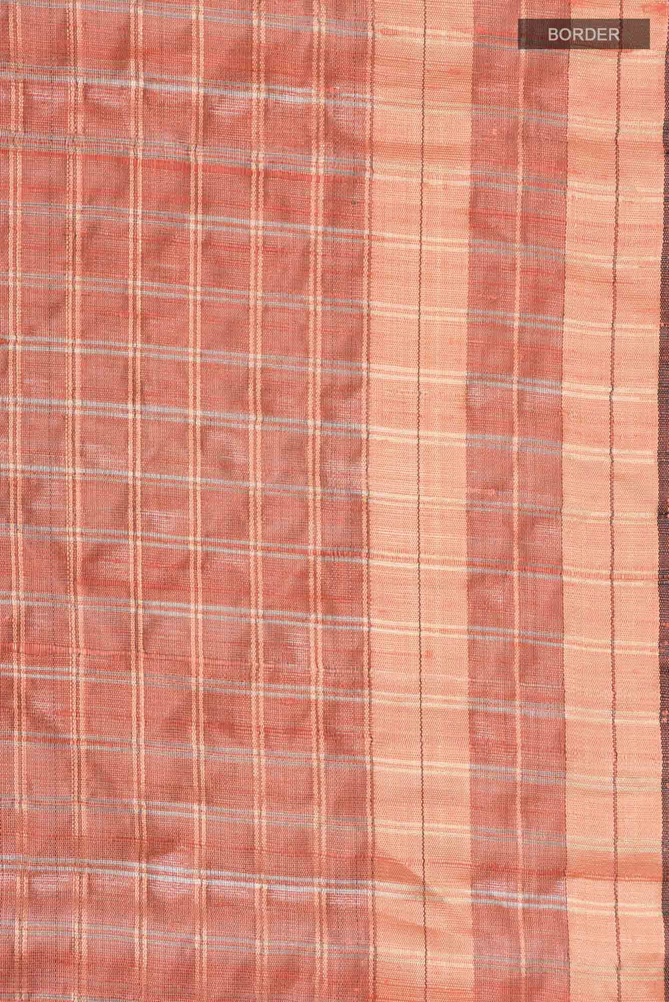 Shruthi-Rust Bhagalpuri Tussar Silk Saree - Image 7