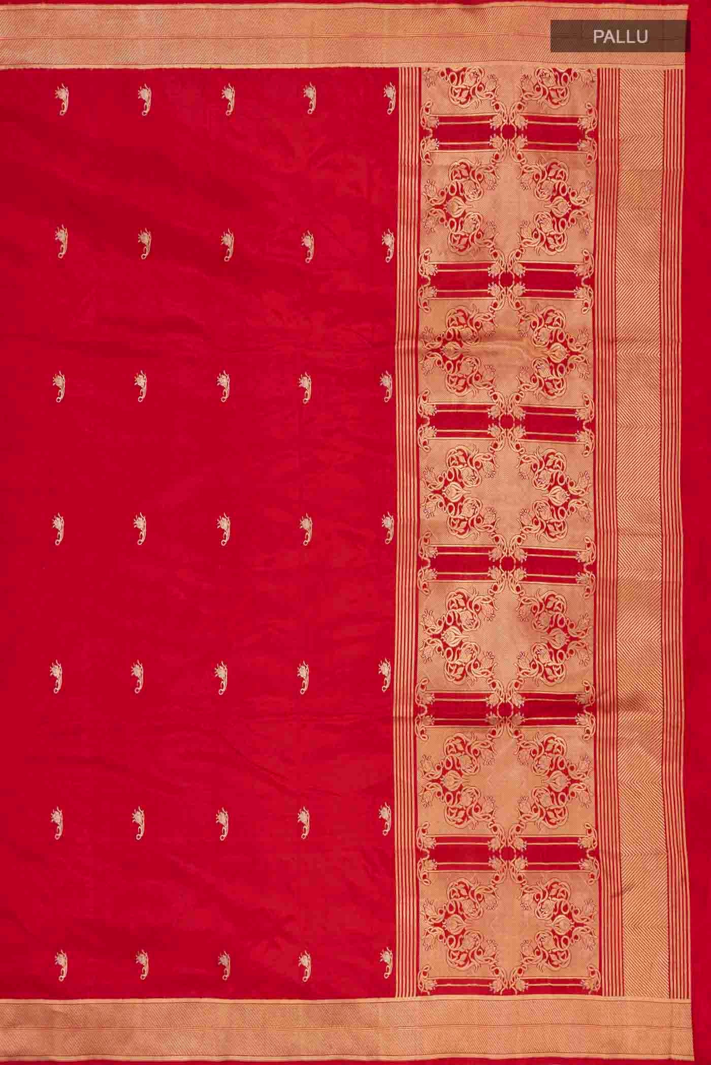 Shyama-Red Banarasi Katan Silk Saree - Image 7