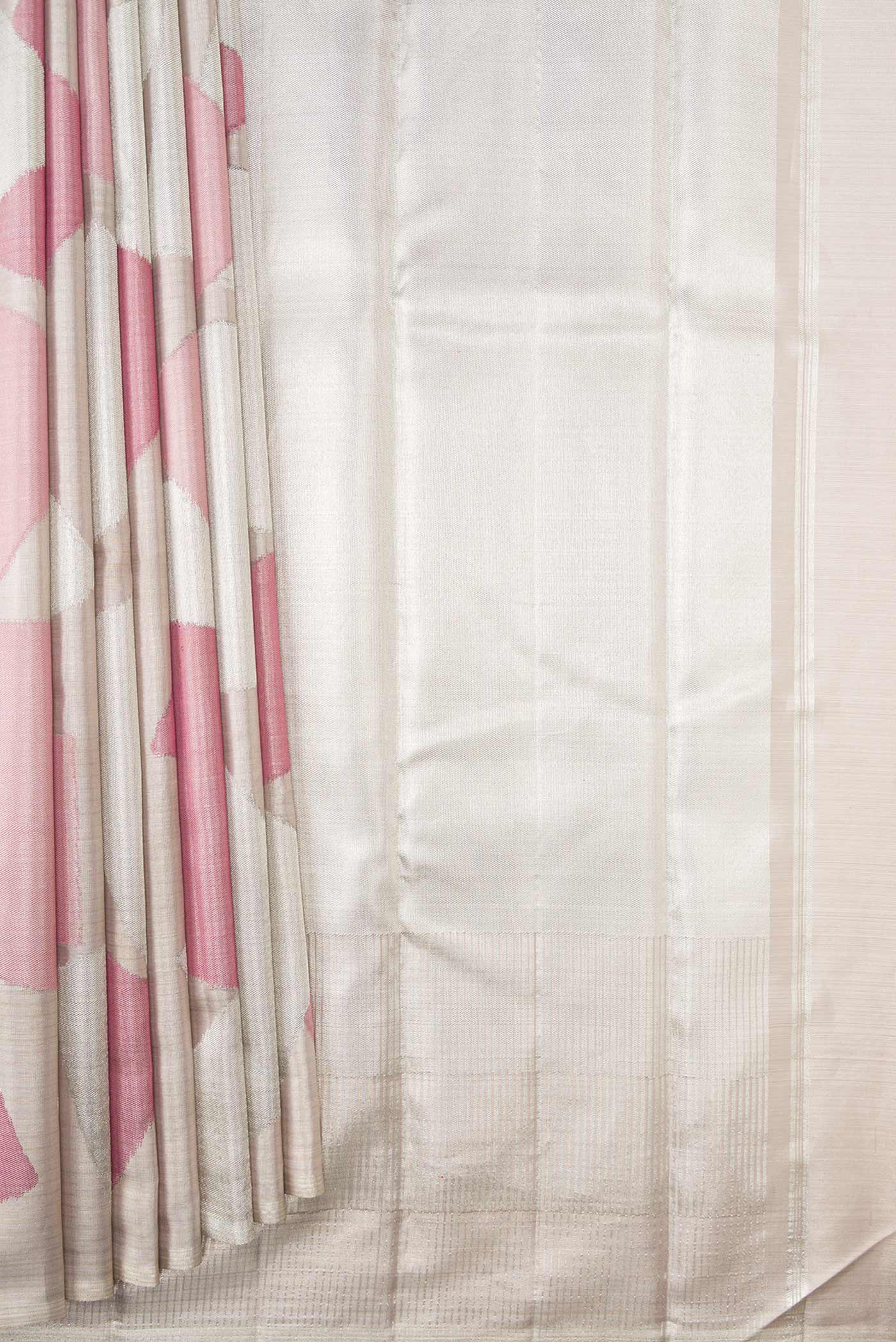 Silver Dual Tone Kanjivaram Tissue Silk Saree - Image 3