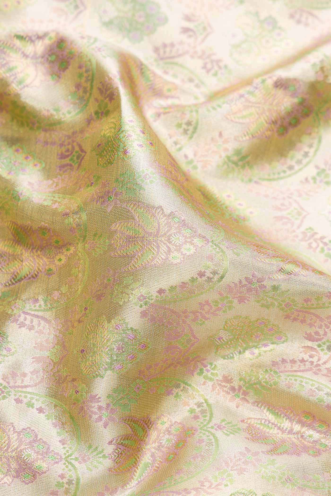 Light Green with Silver Color Kanjivaram Tissue Silk Saree - Image 2