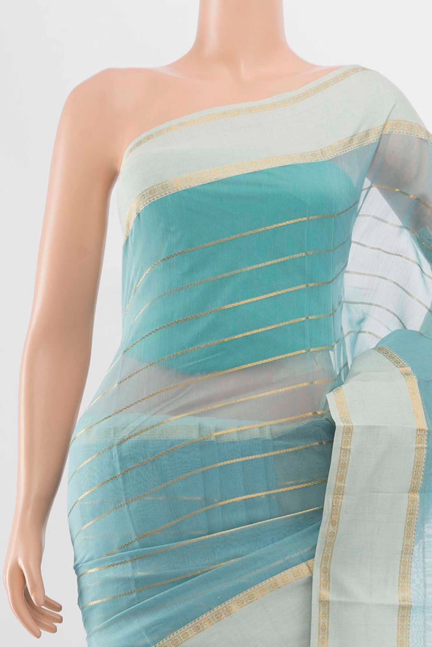Sky Blue Art Silk Saree - Image 2