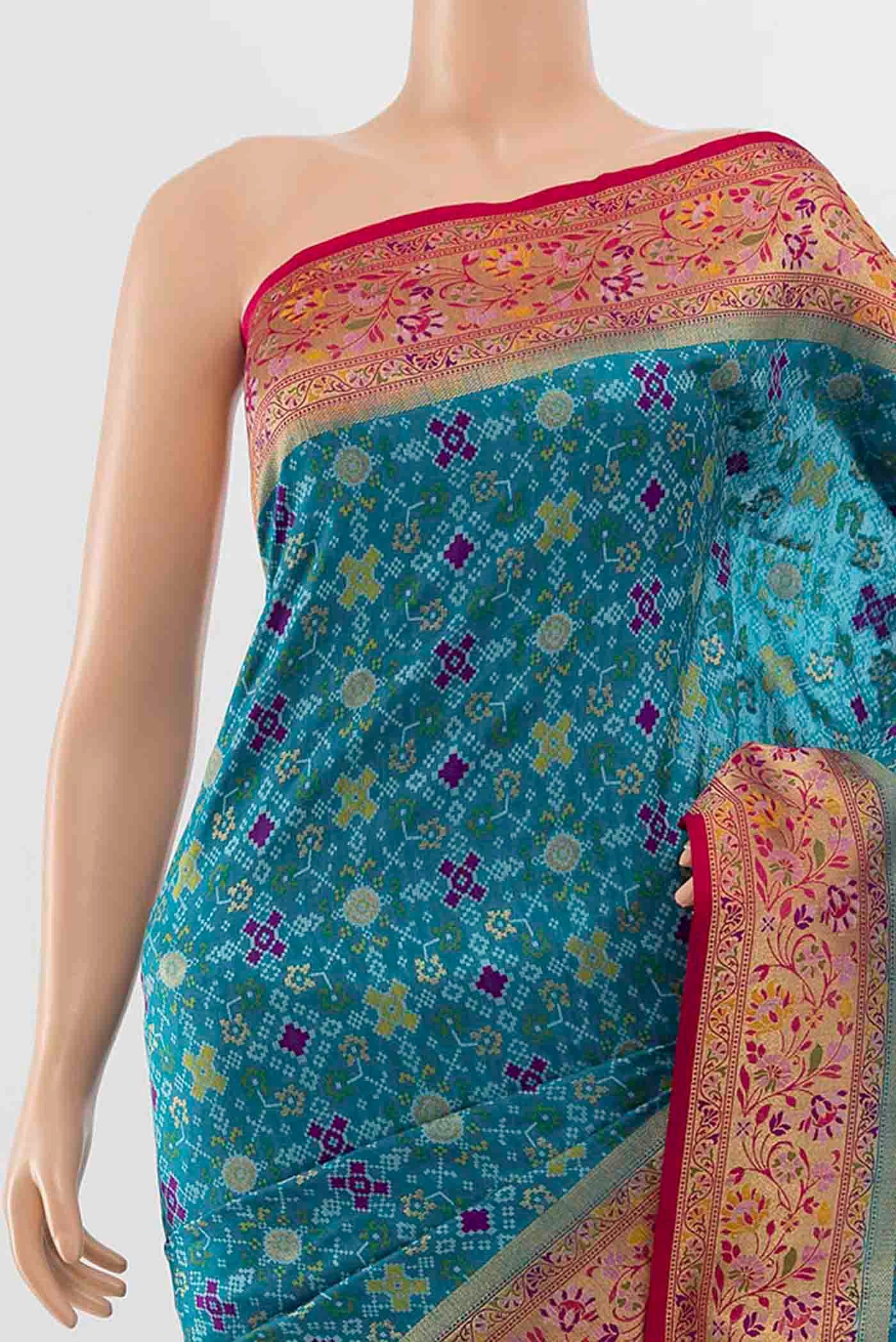 Sky Blue Art Silk Saree - Image 2
