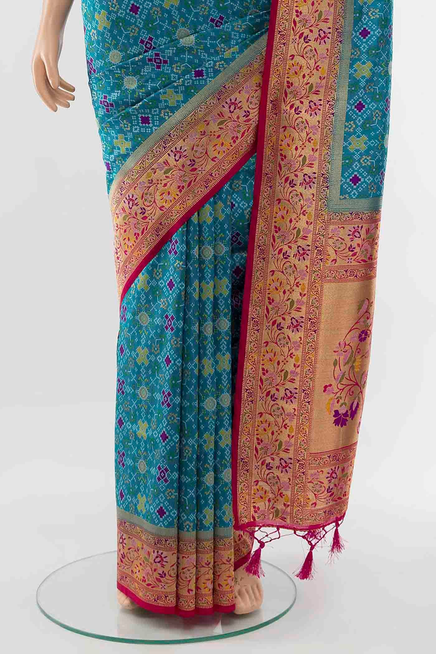 Sky Blue Art Silk Saree - Image 3