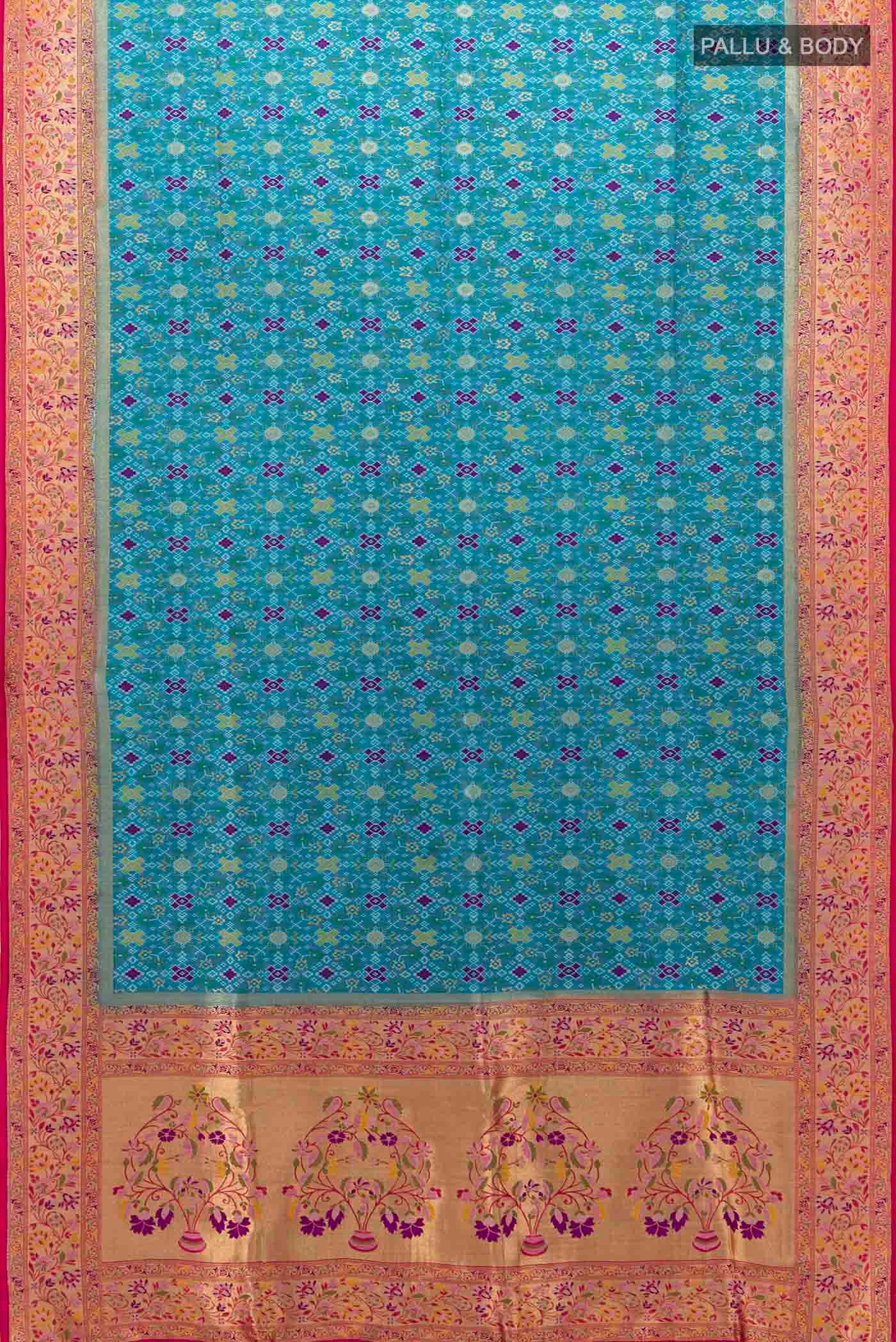 Sky Blue Art Silk Saree - Image 5