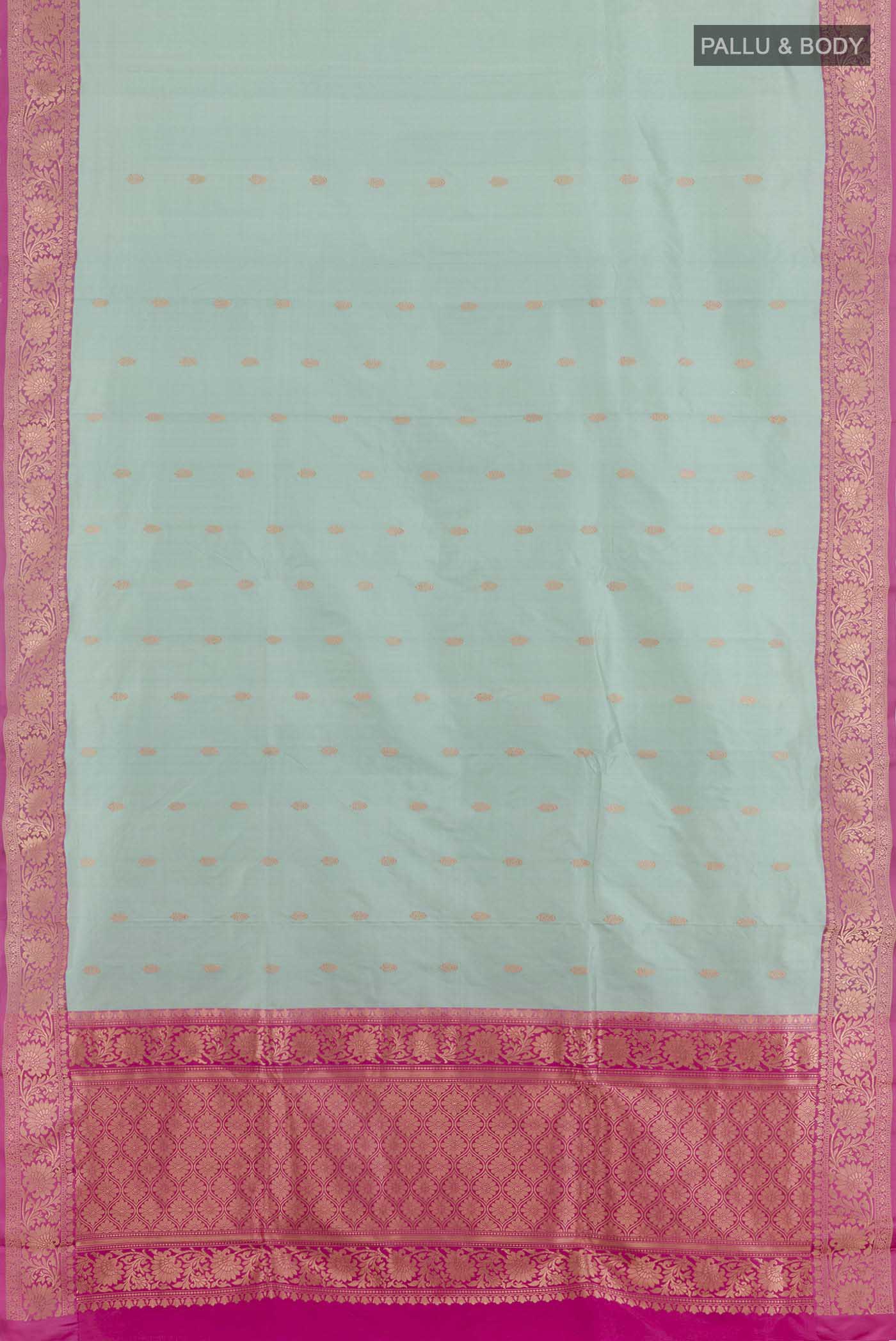 Sky Blue Banarasi Katan Silk Saree - Image 3
