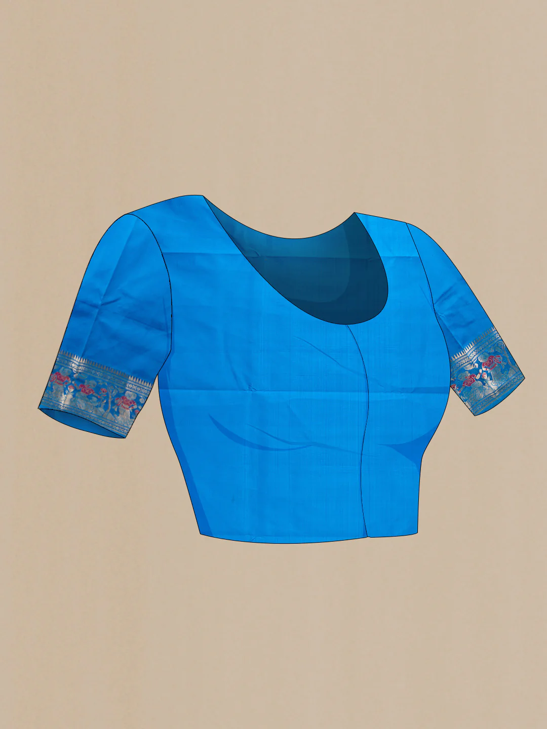 Sky Blue Dual Tone Baluchari Silk Saree - Image 5