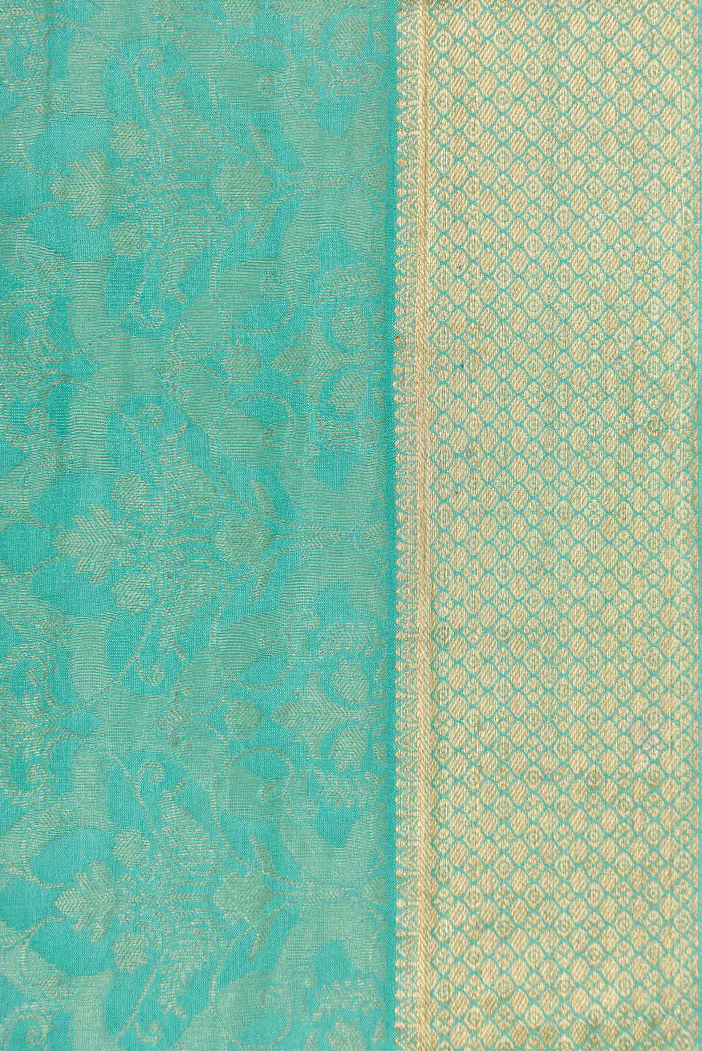 Sky Blue Mysore Crepe Saree - Image 3