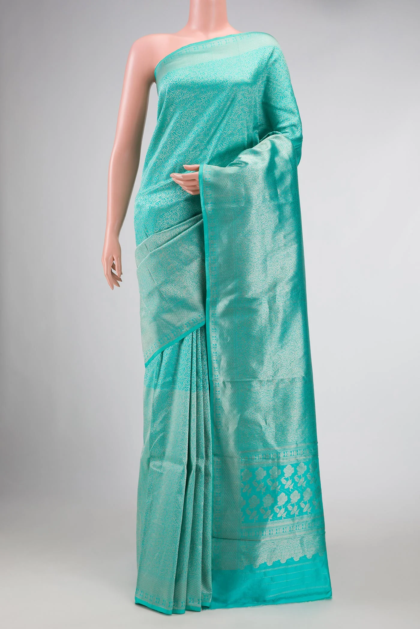Sky Blue Dual Tone Banarasi Silk Saree
