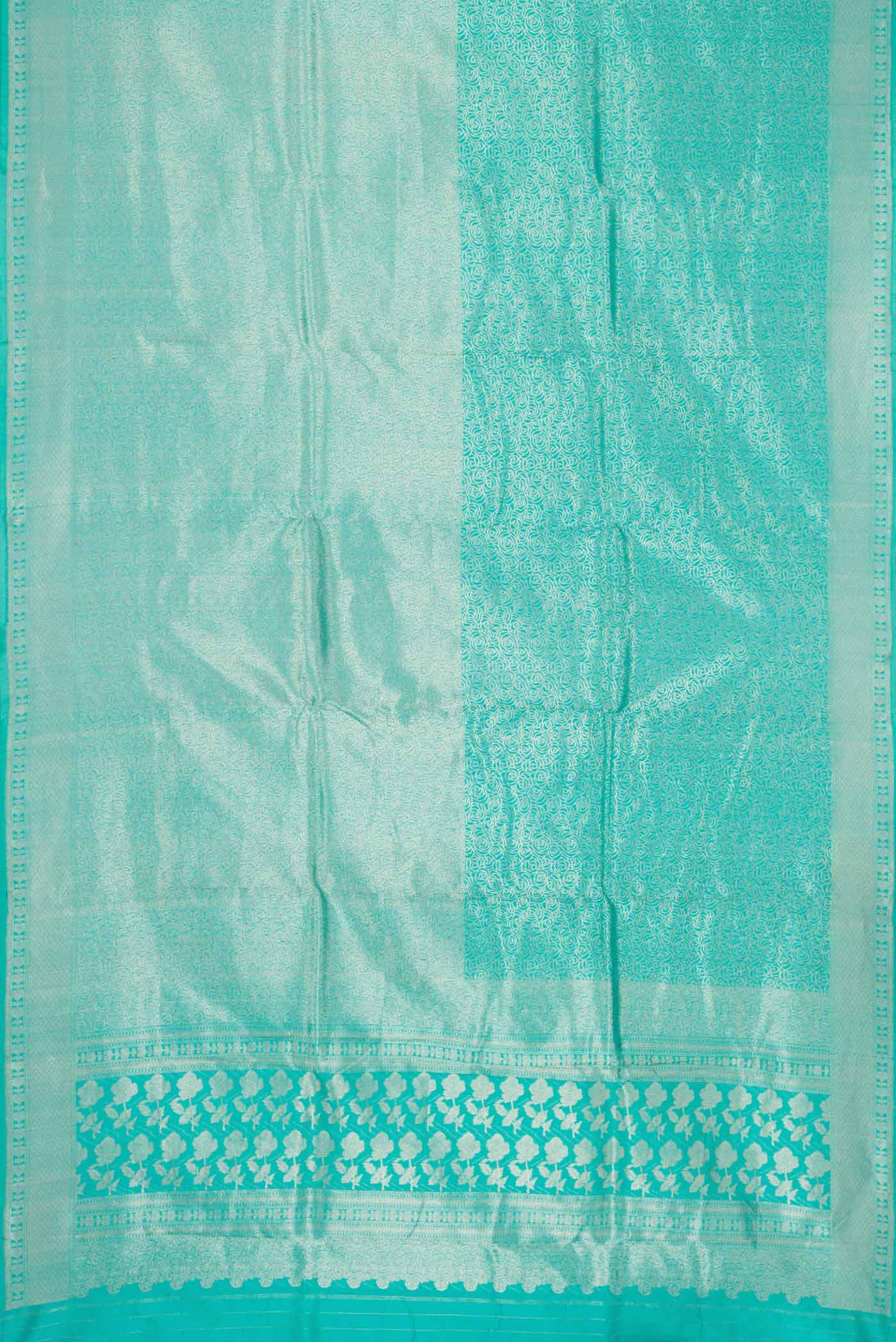 Sky Blue Dual Tone Banarasi Silk Saree - Image 6