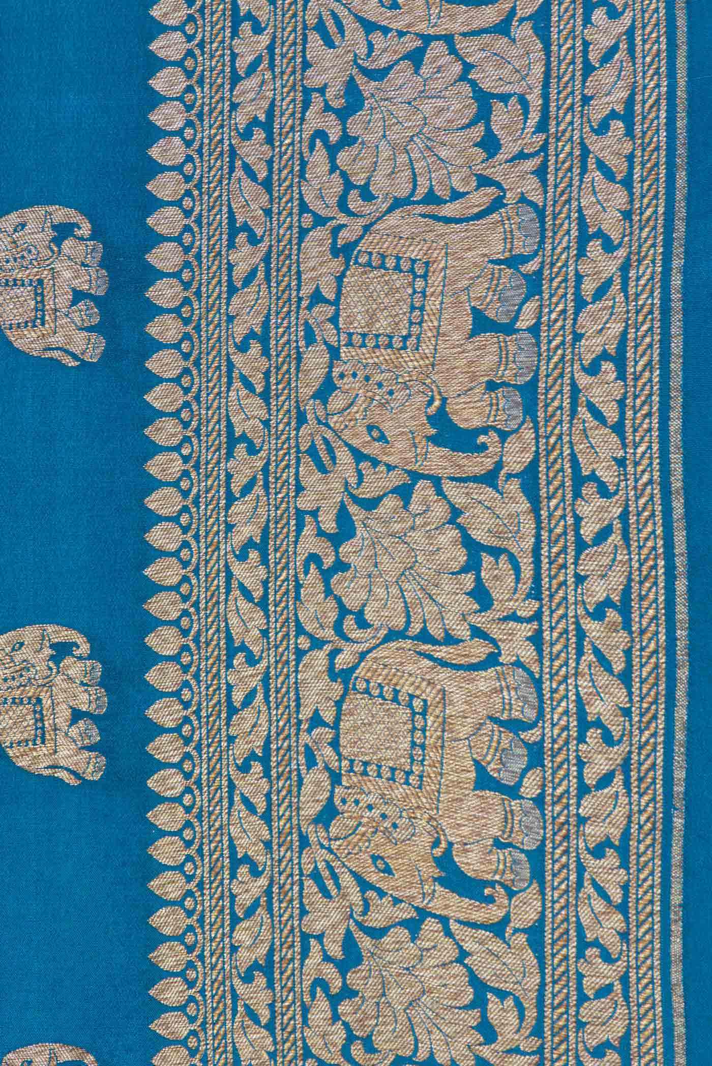 Sky Blue Mysore Crepe Saree - Image 3