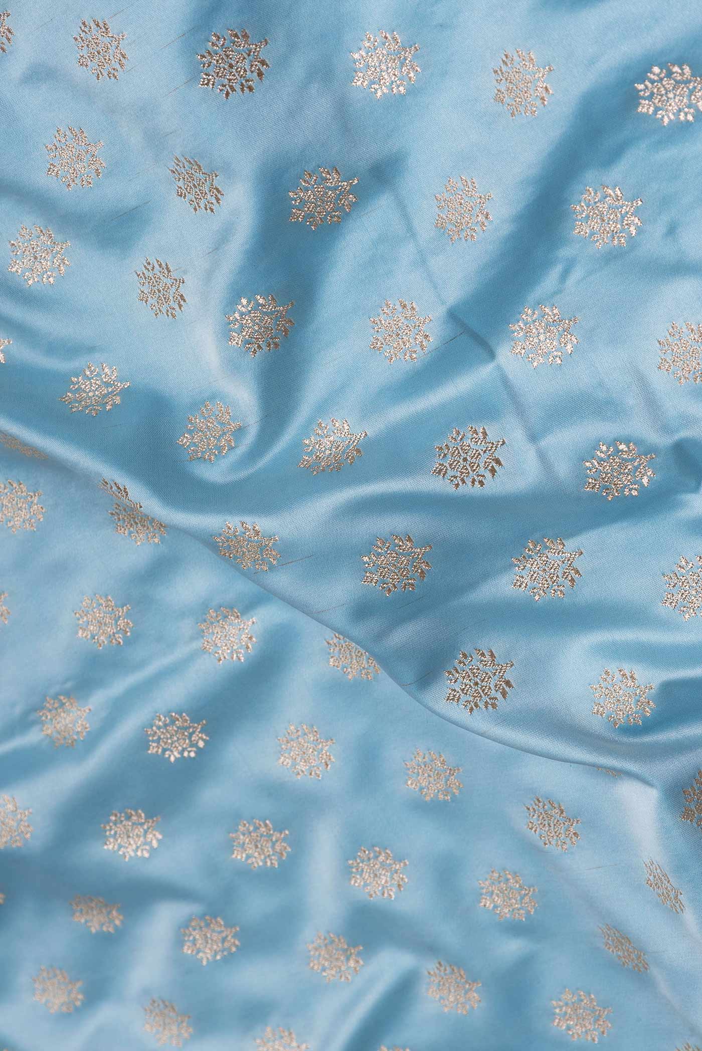 Sky Blue Dual Tone Blended Banarasi Silk Saree - Image 2