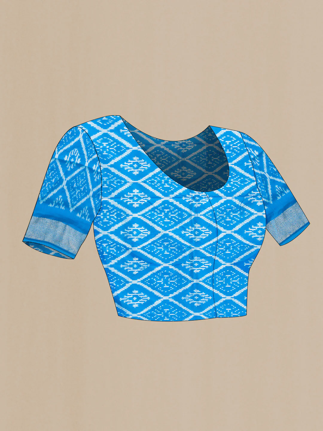 Sky Blue Pochampally Silk Saree - Image 5