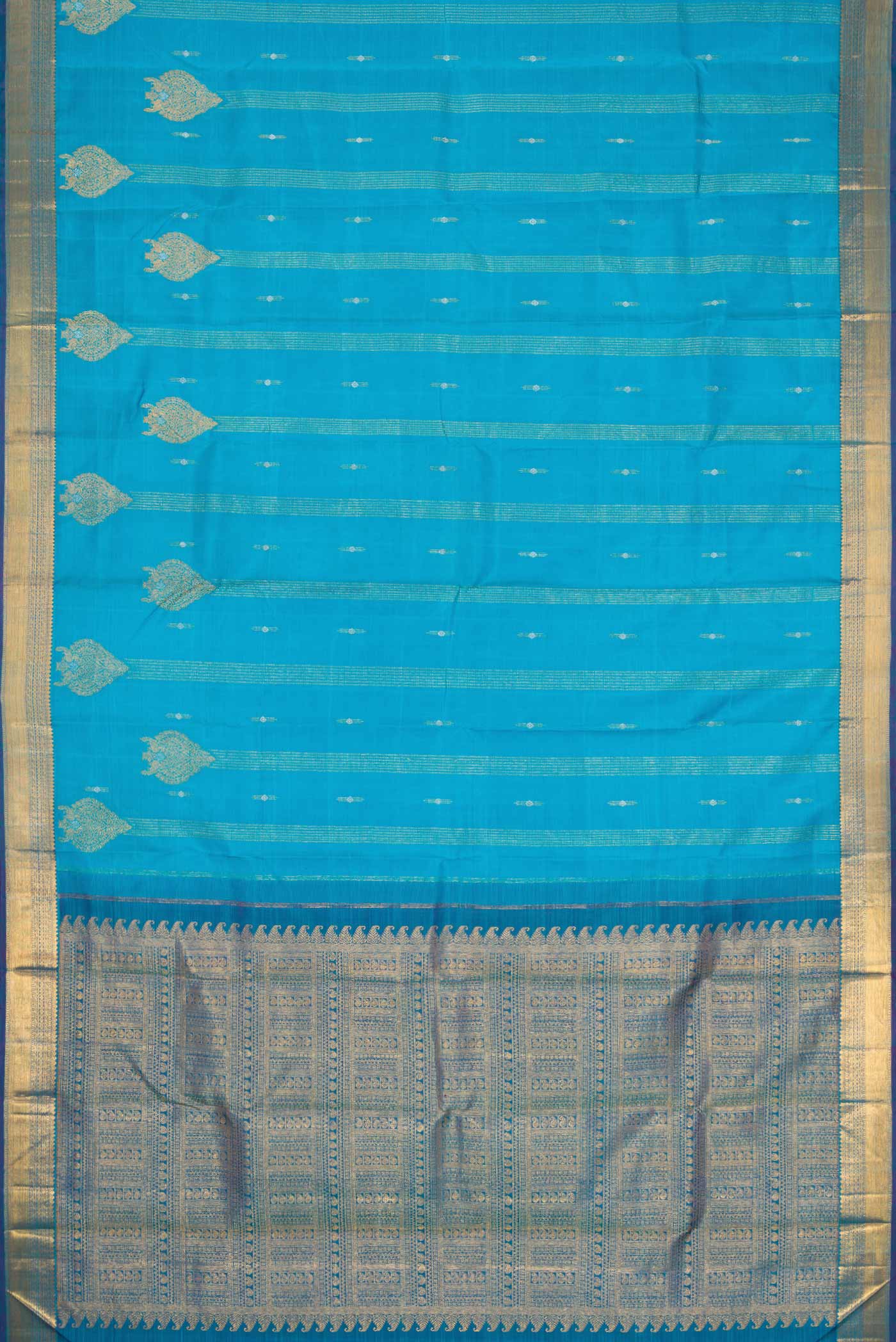 Sky Blue Dual Tone Kanjivaram Silk Saree - Image 6