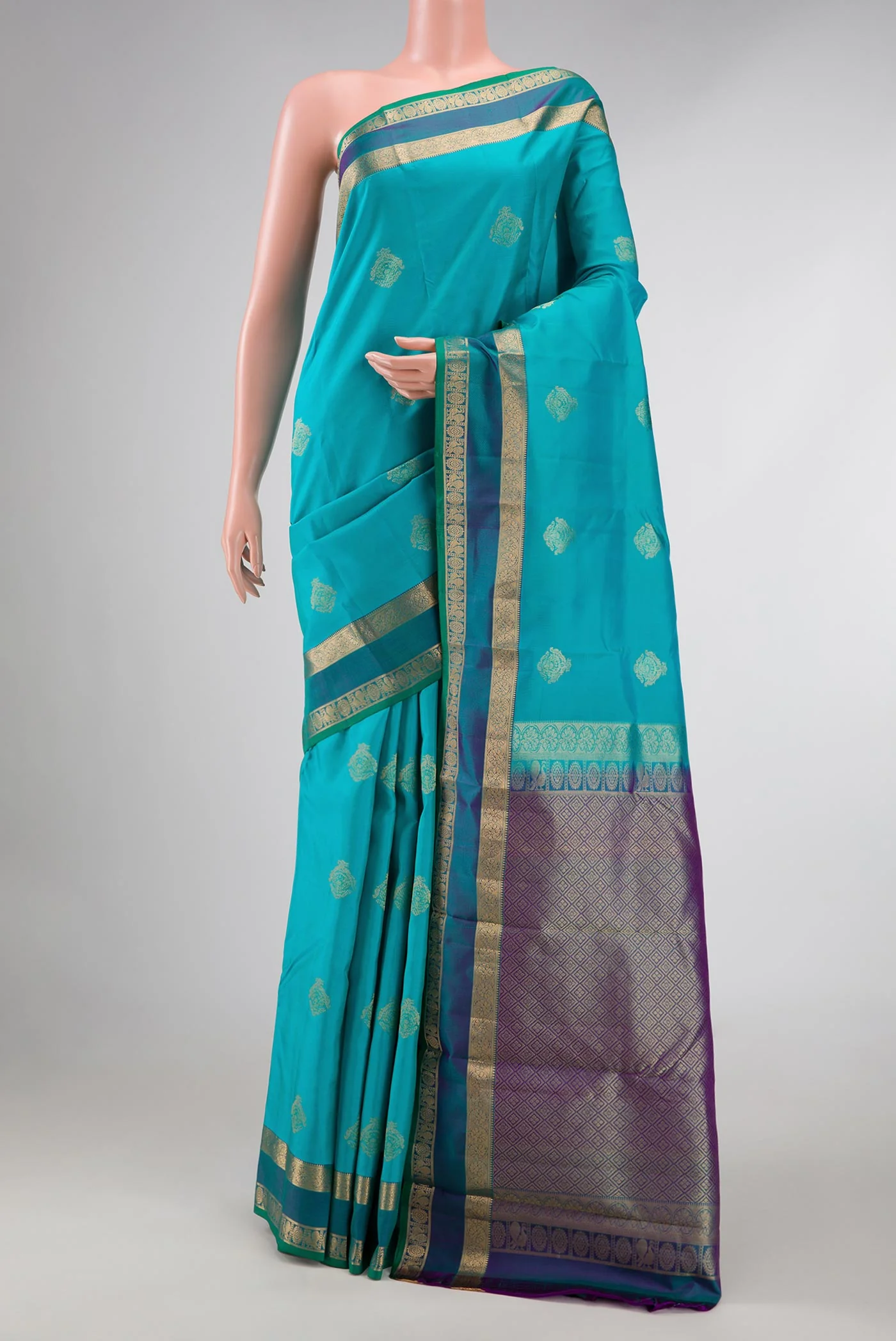 Sky Blue Dual Tone Kanchipuram Silk Saree