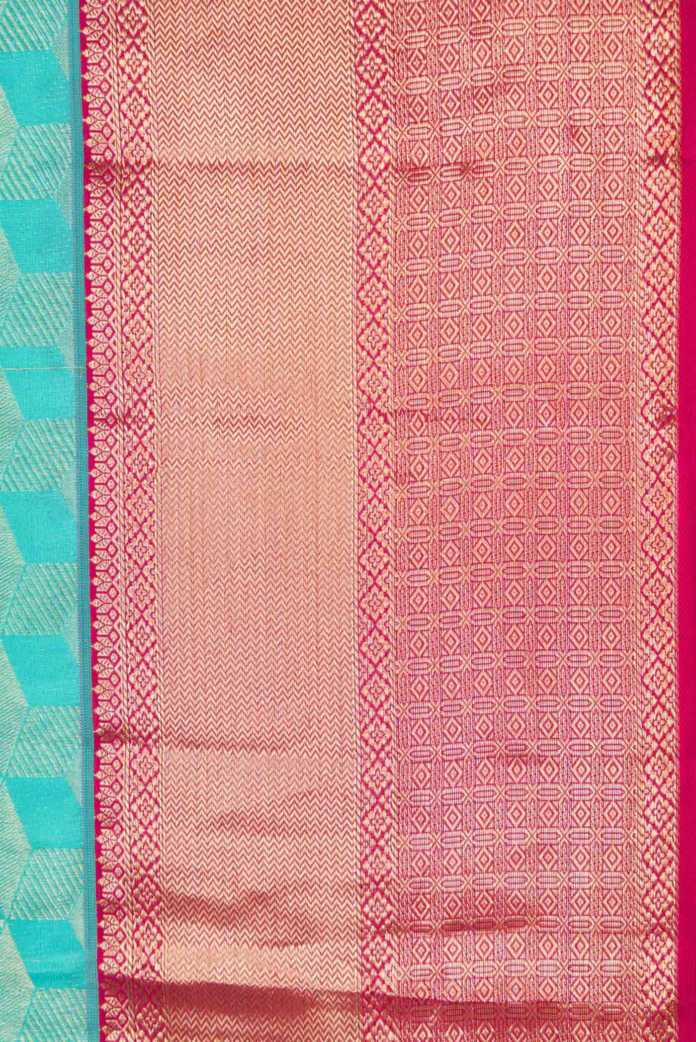 Sky Blue Dual Tone Kanchipuram Silk Saree - Image 3