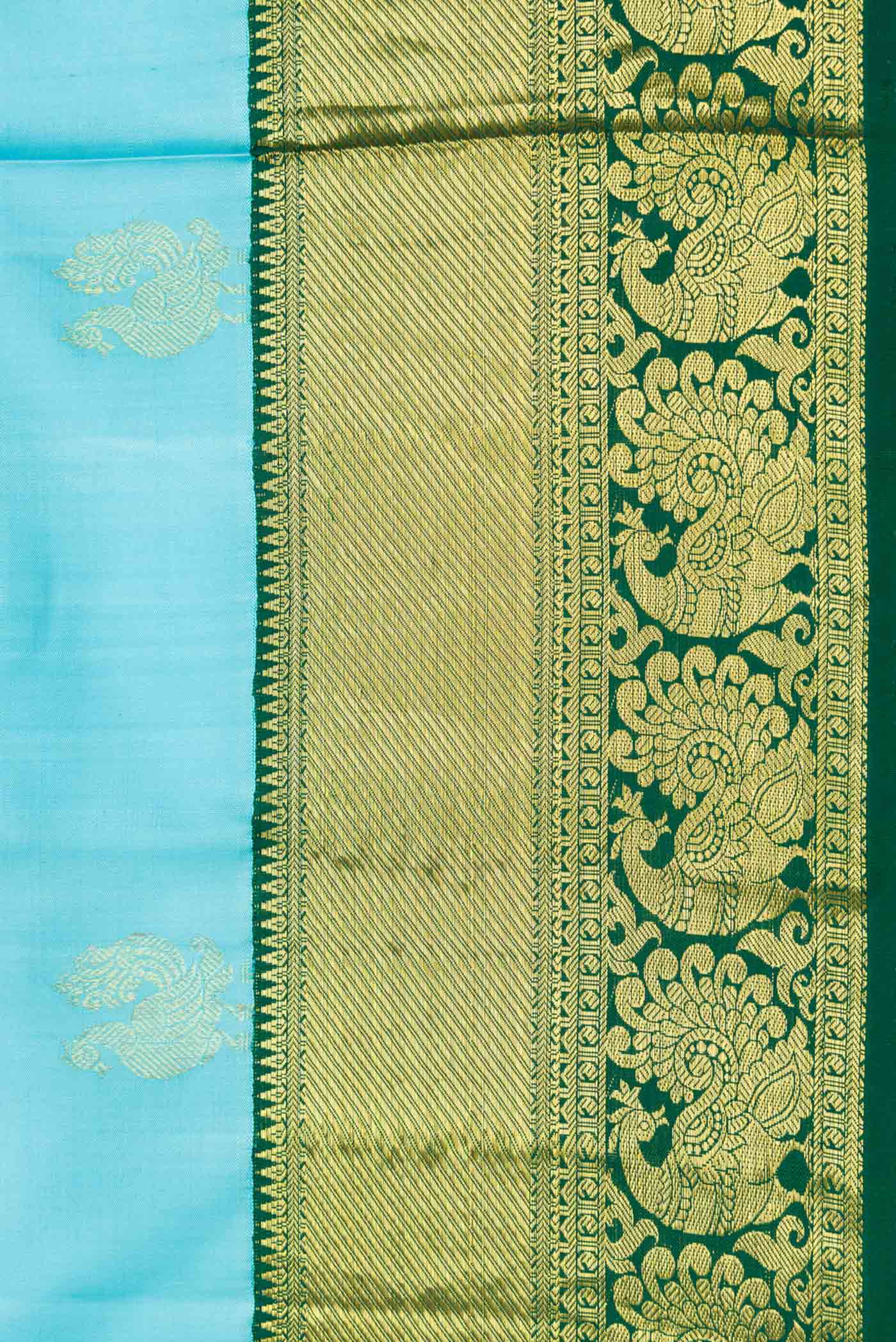 Sky Blue Dual Tone Kanjivaram Silk Saree - Image 3