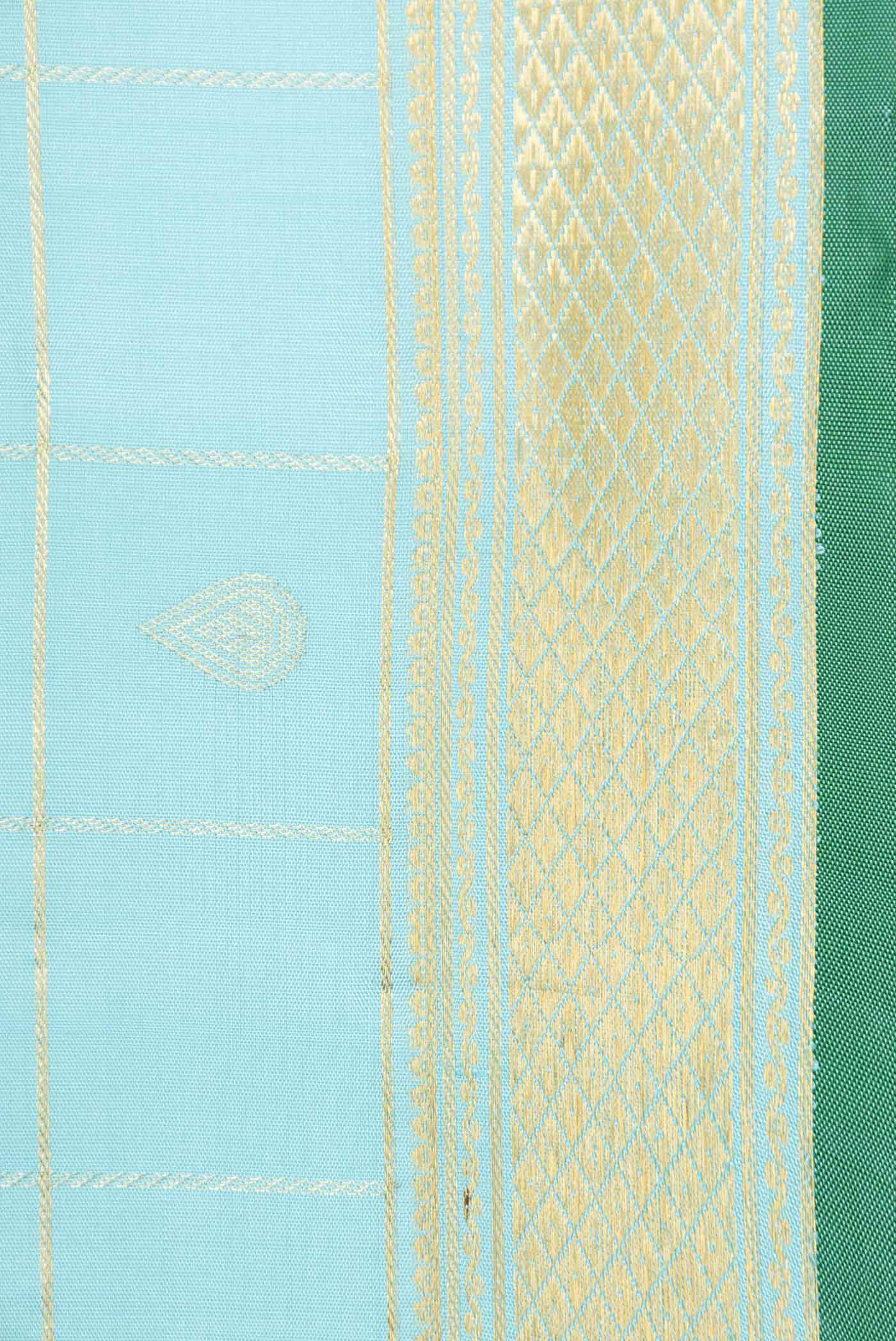 Sky Blue Dual Tone Kanjivaram Silk Saree - Image 3