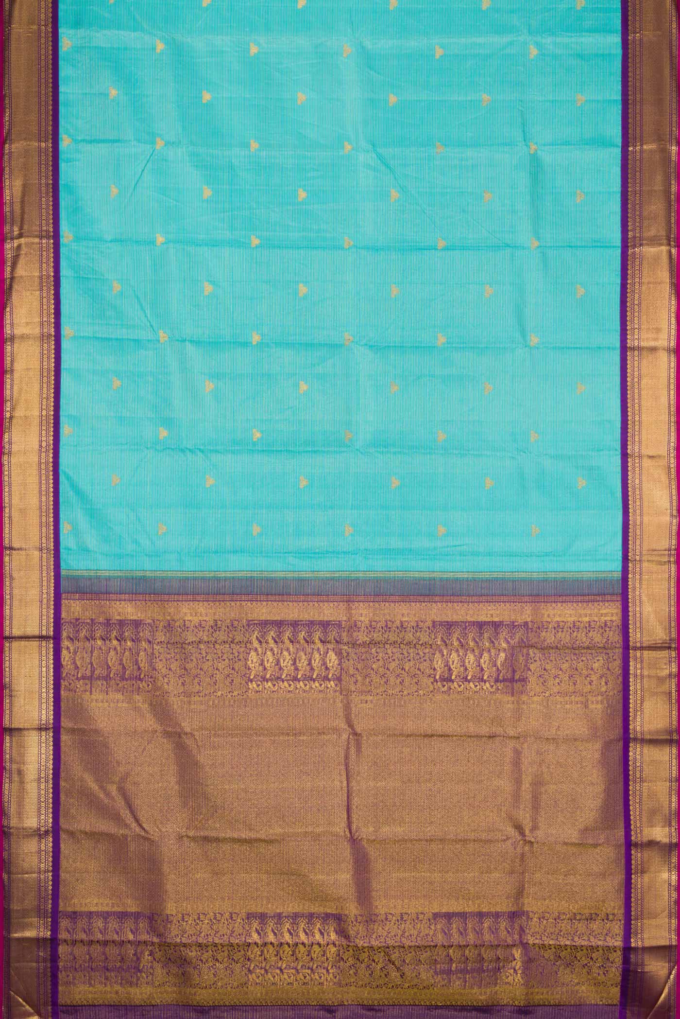 Sky Blue Dual Tone Kanjivaram Silk Saree - Image 6