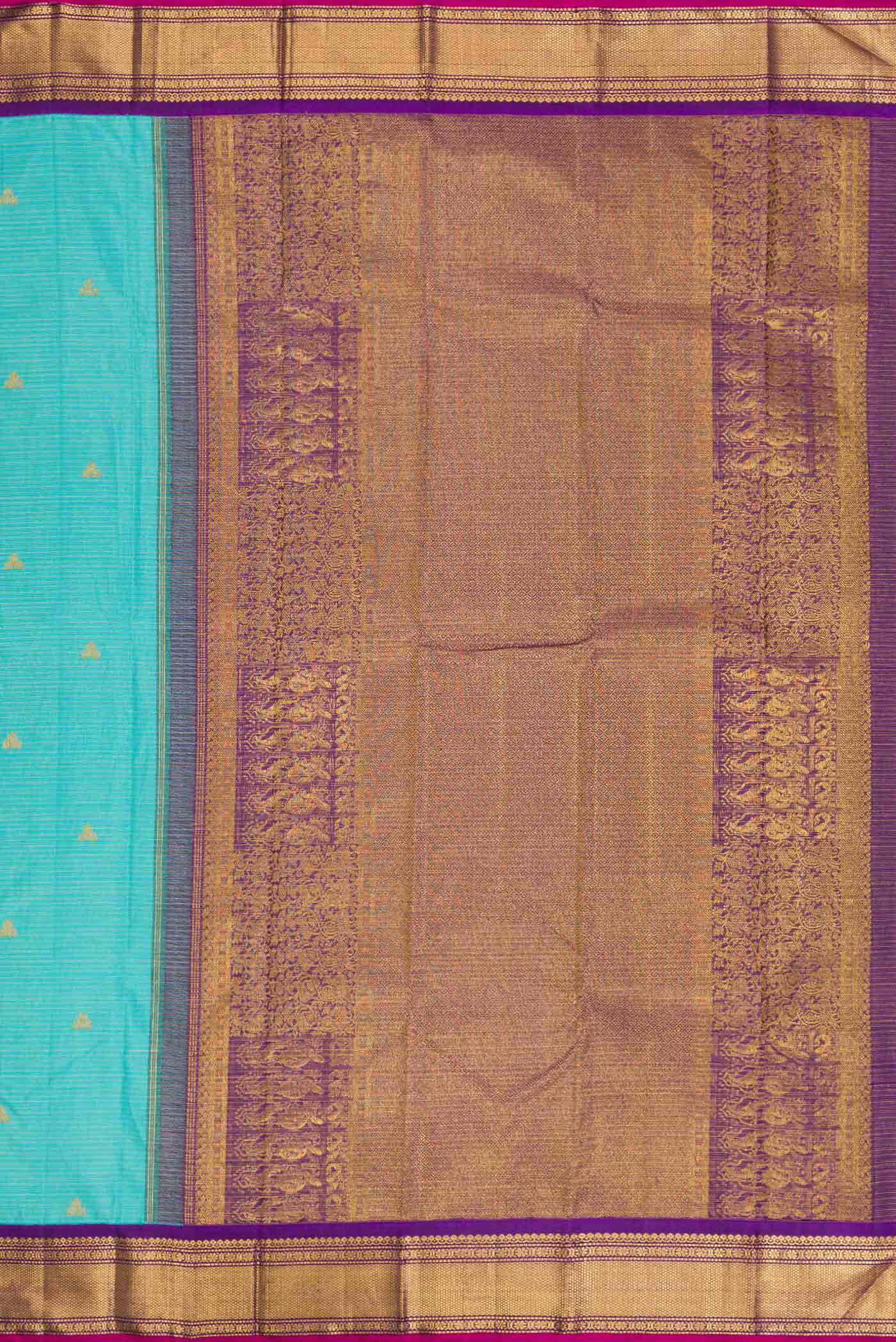 Sky Blue Dual Tone Kanjivaram Silk Saree - Image 7