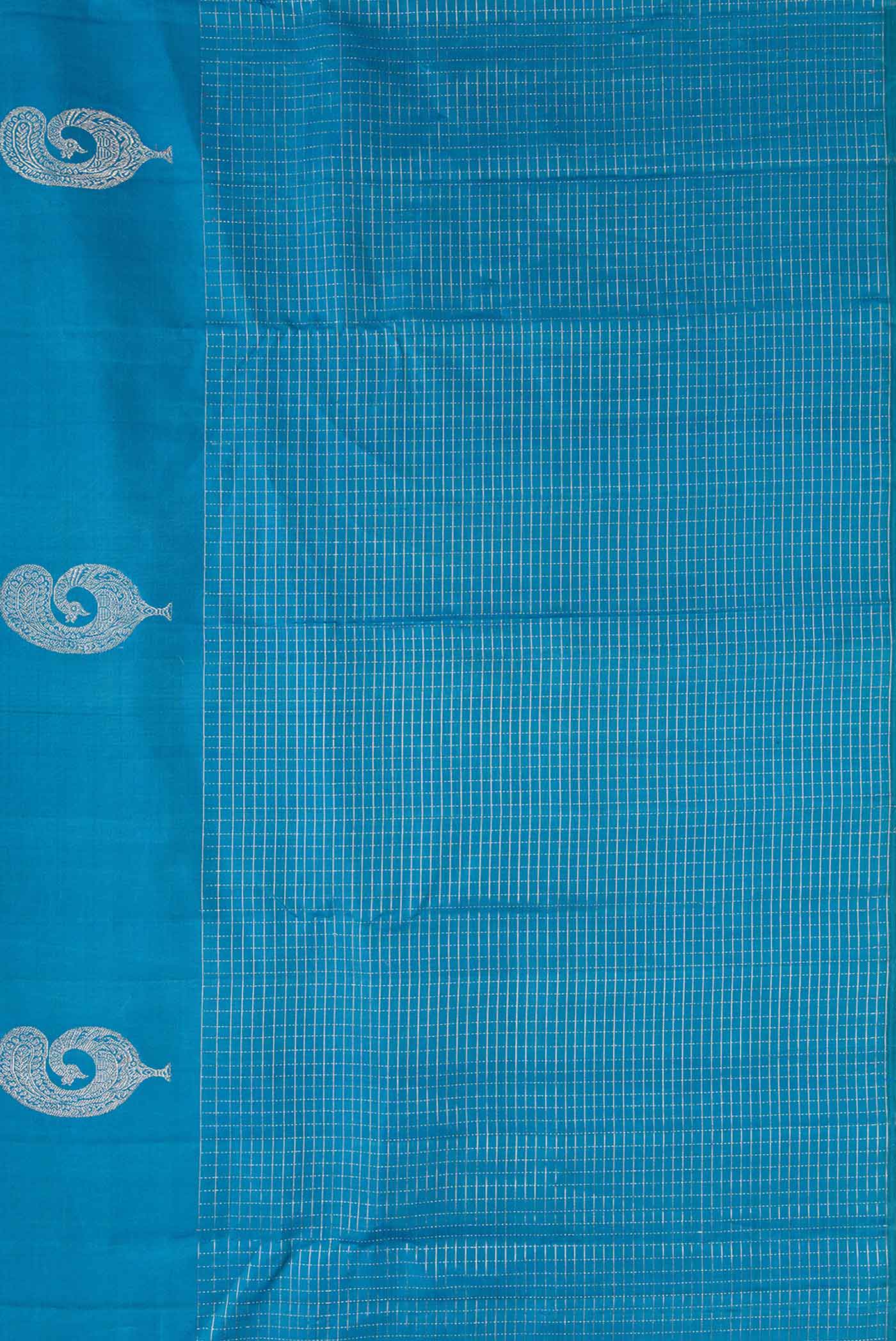 Sky Blue Dual Tone Kanjivaram Silk Saree - Image 3