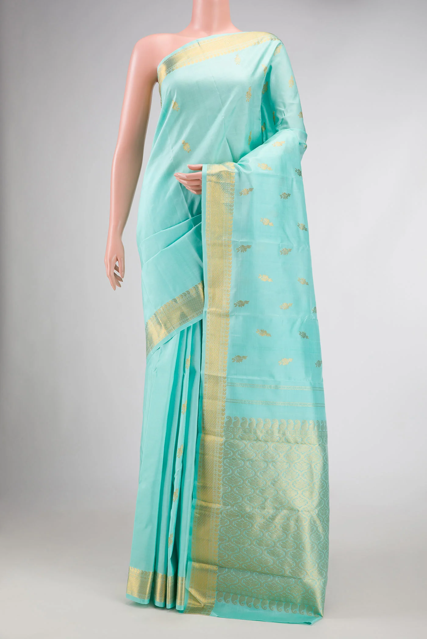 Sky Blue Dual Tone Kanchipuram Silk Saree