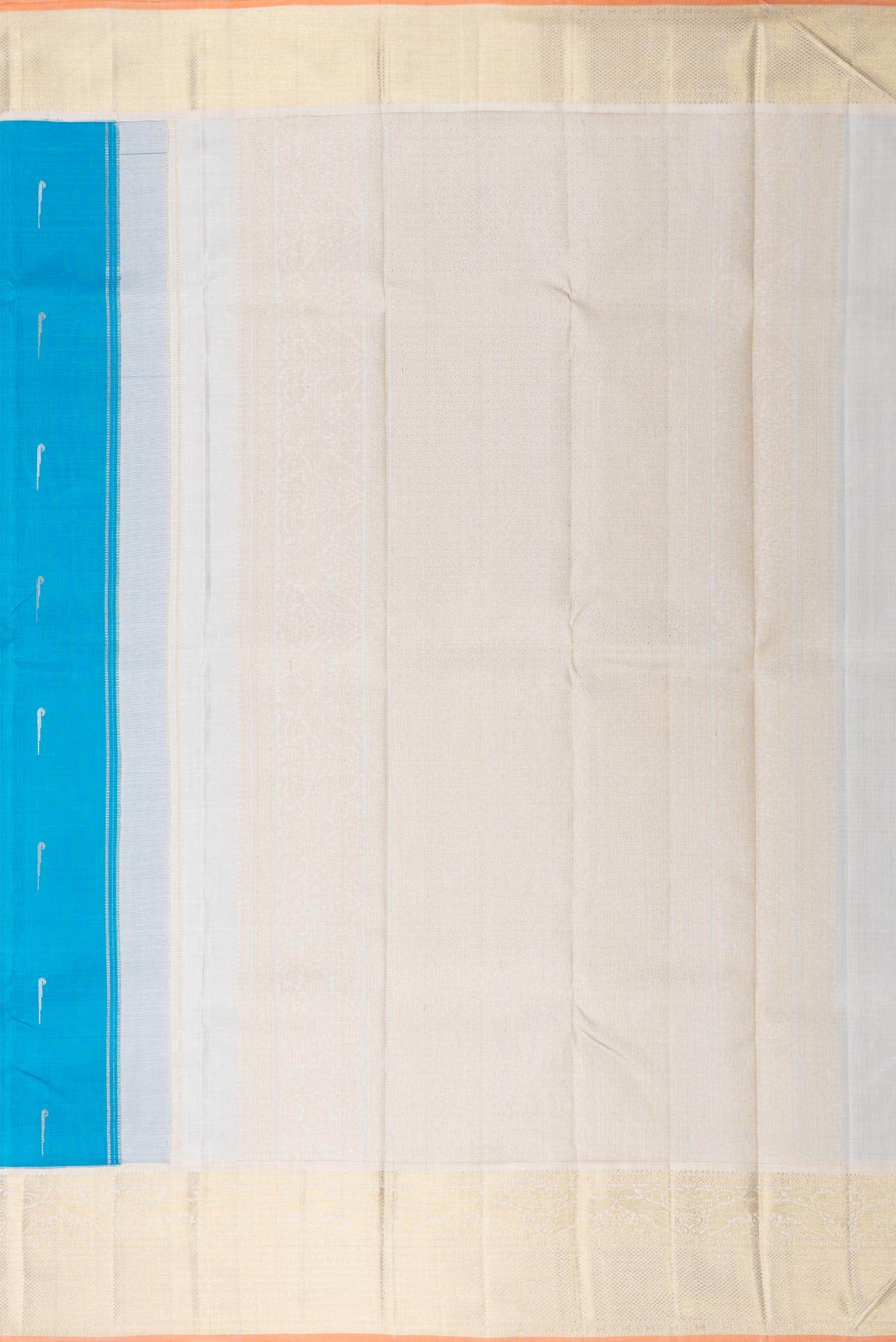 Pure Silk Pure Zari Sky Blue Dual Tone Kanchipuram Saree - Image 5