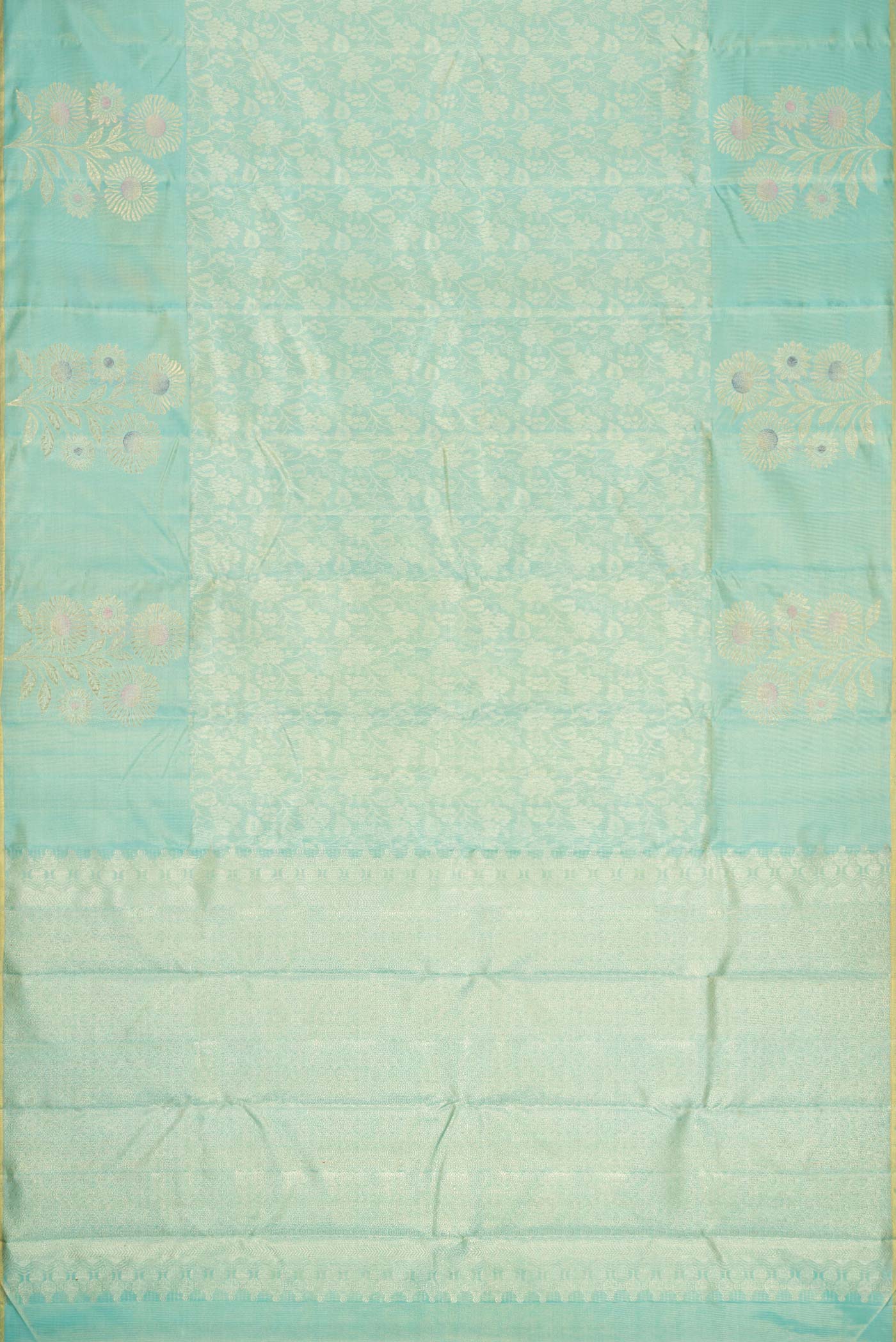 Sky Blue Dual Tone Kanchipuram Tissue Silk Saree - Image 6
