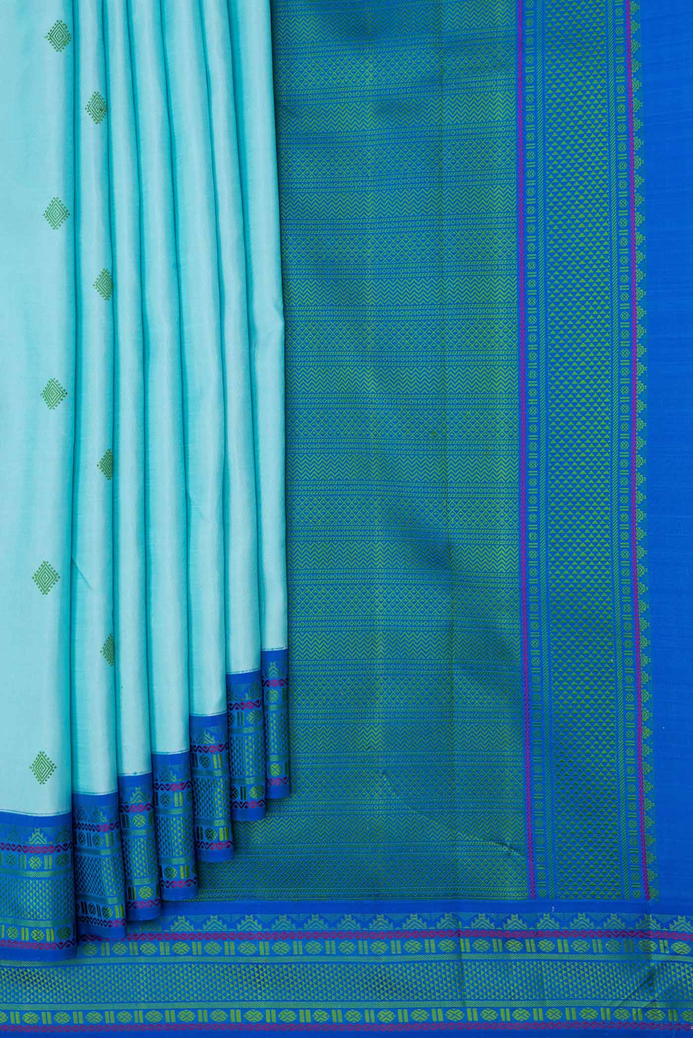 Sky Blue Dual Tone Kanjivaram Saree - Image 4