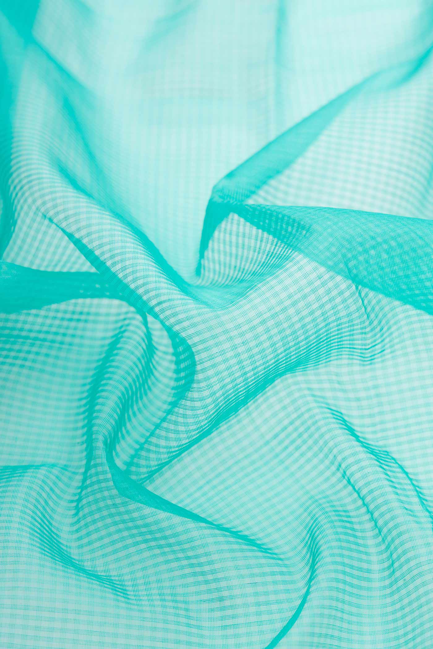 Sky Blue Dual Tone Maheshwari Silk Saree - Image 2