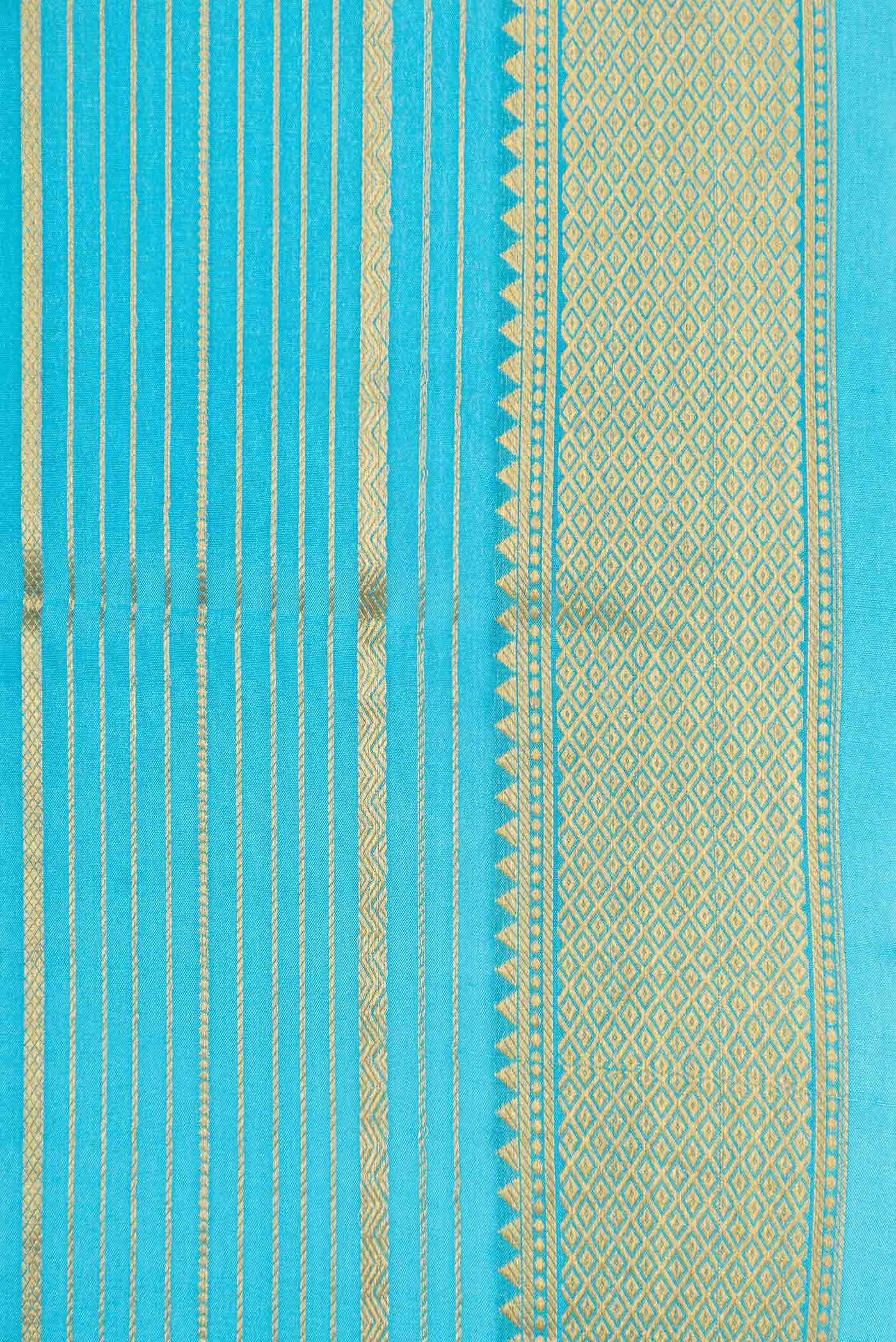 Sky Blue Dual Tone Mysore Crepe Saree - Image 3
