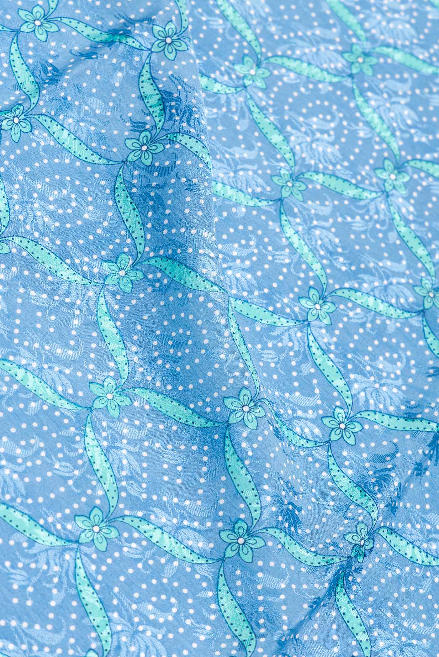 Sky Blue Mysore Crepe Saree - Image 2