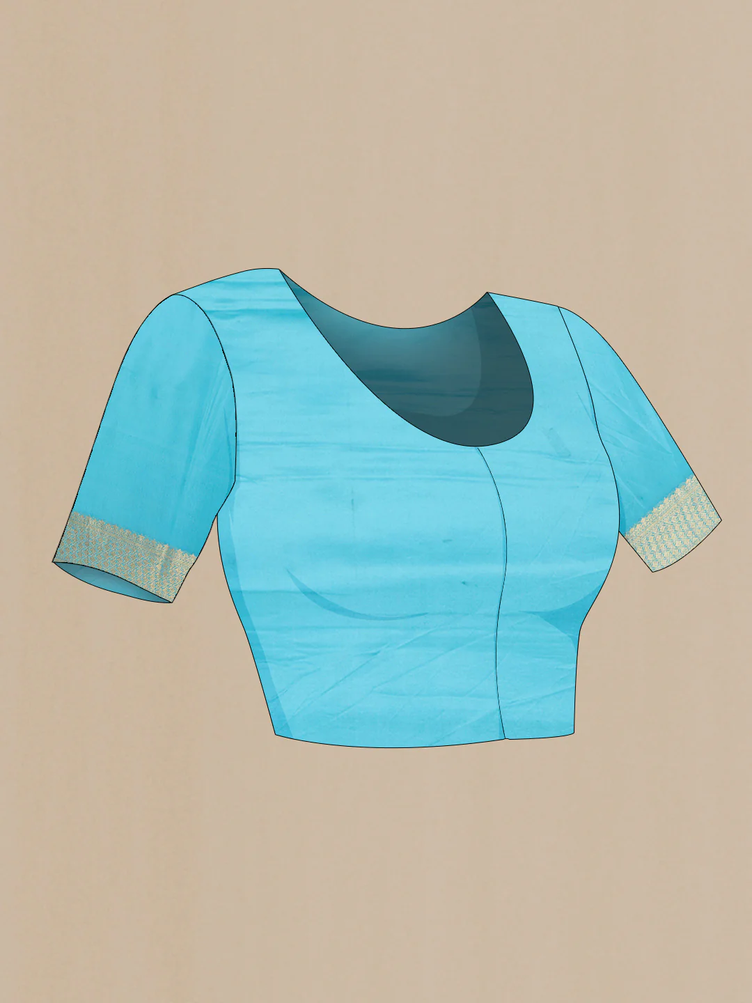 Sky Blue Dual Tone Mysore Crepe Saree - Image 5