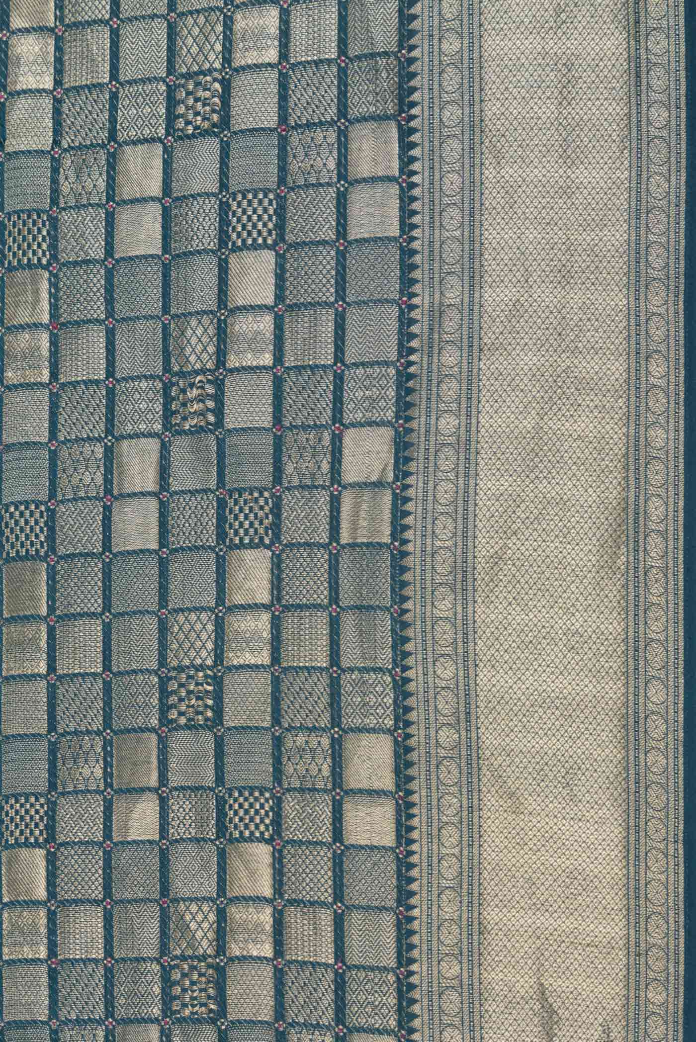 Sky Blue Dual Tone Mysore Georgette Saree - Image 3
