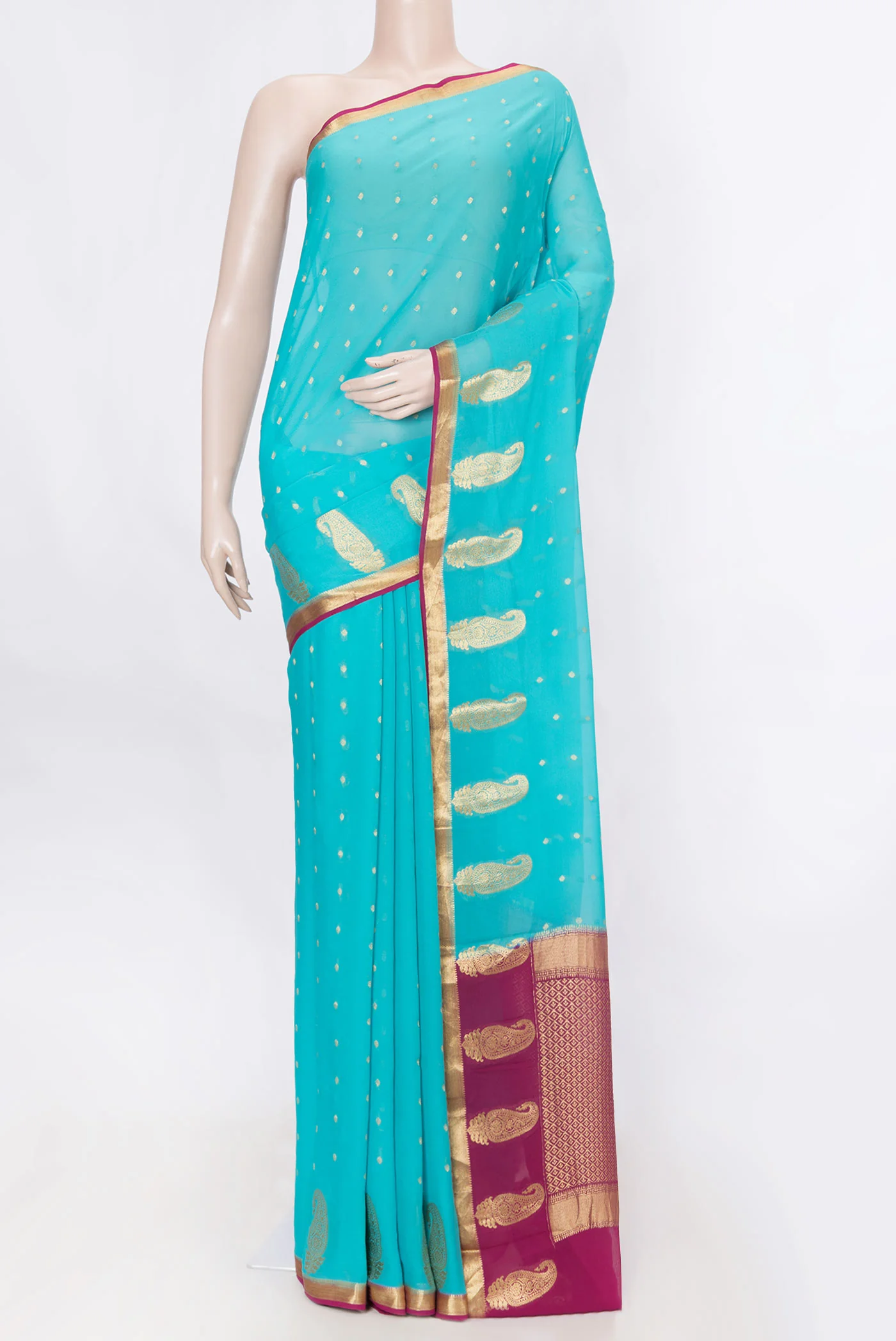 Sky Blue Dual Tone Mysore Georgette Saree