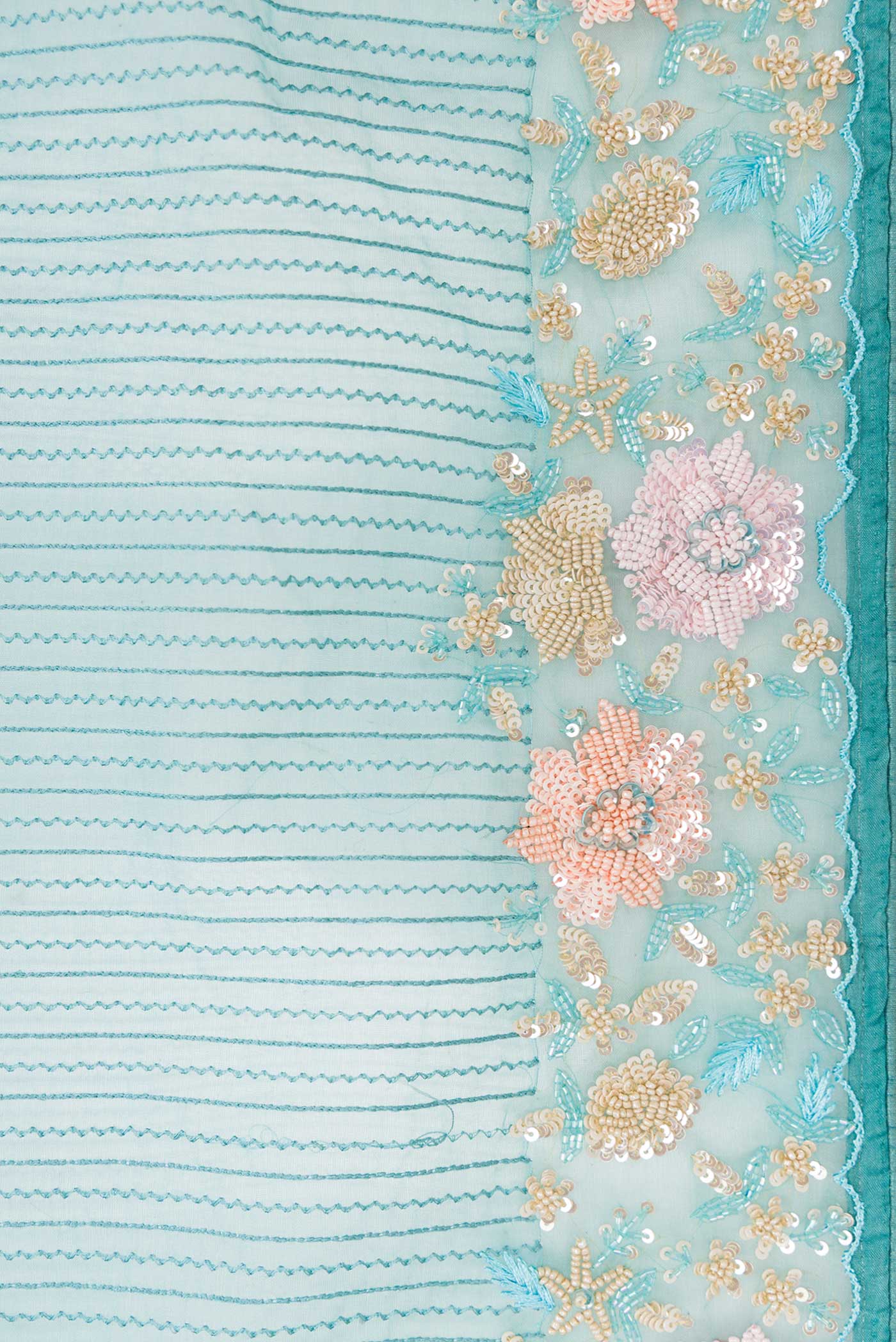 Sky Blue Organza Silk Saree - Image 3