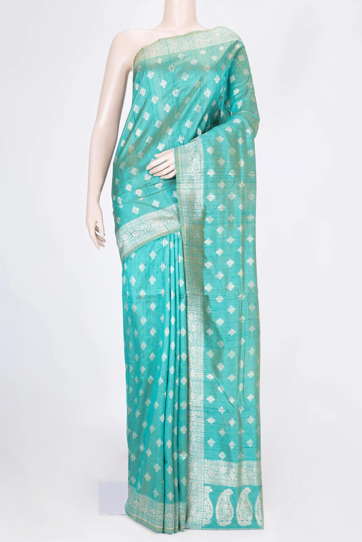 Sky Blue Dual Tone Raw Silk Saree